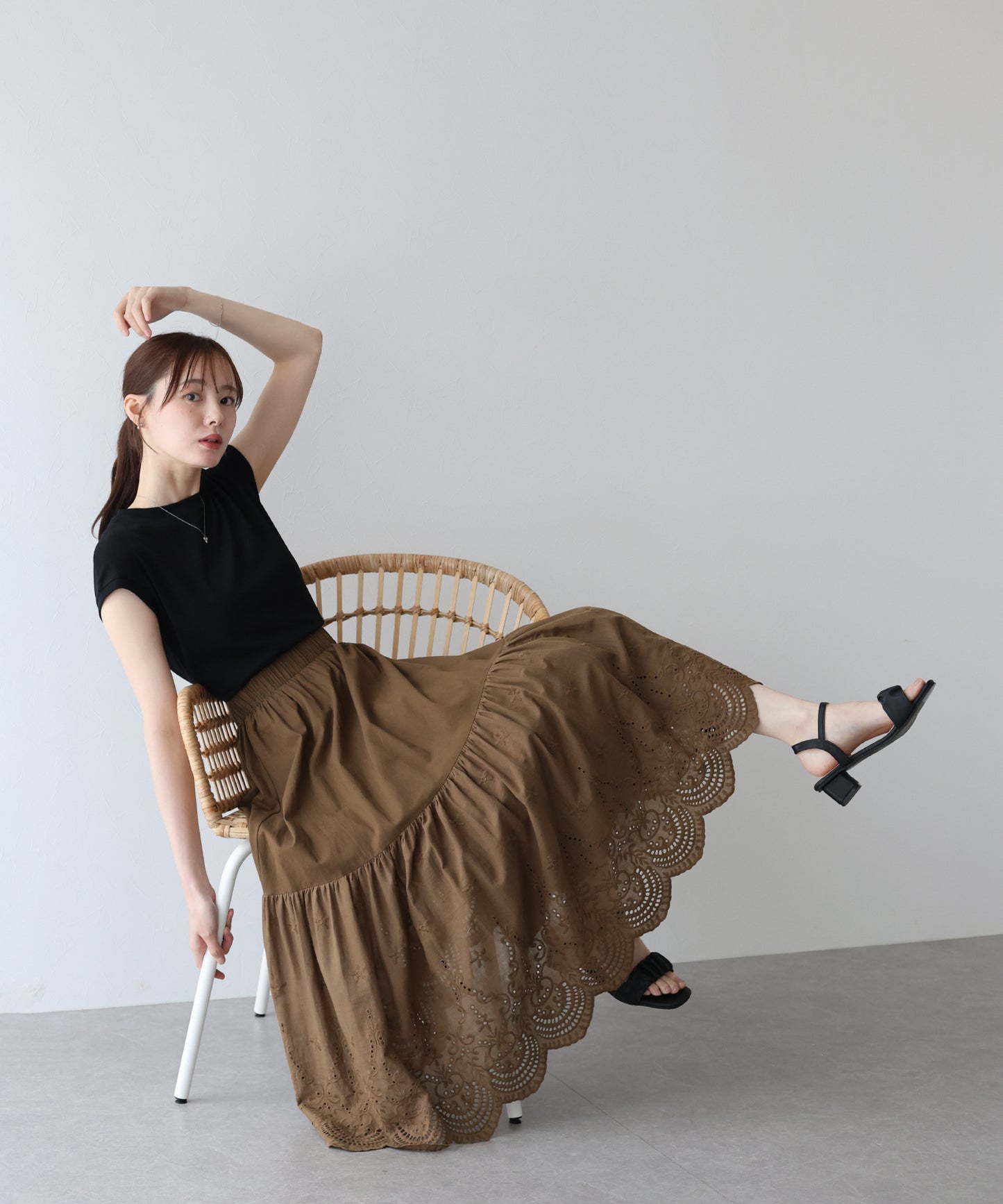 【TIME SALE】コットンレースティアードスカート