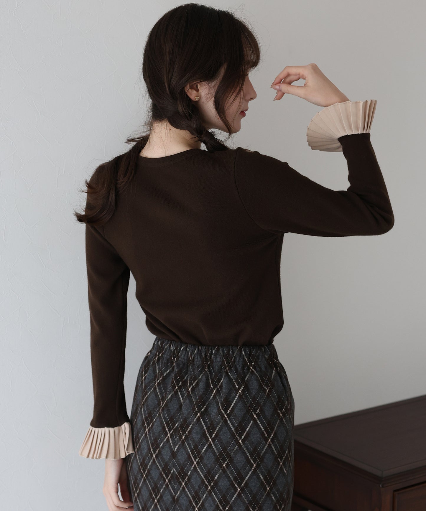 【早割5%OFF】袖口プリーツニット