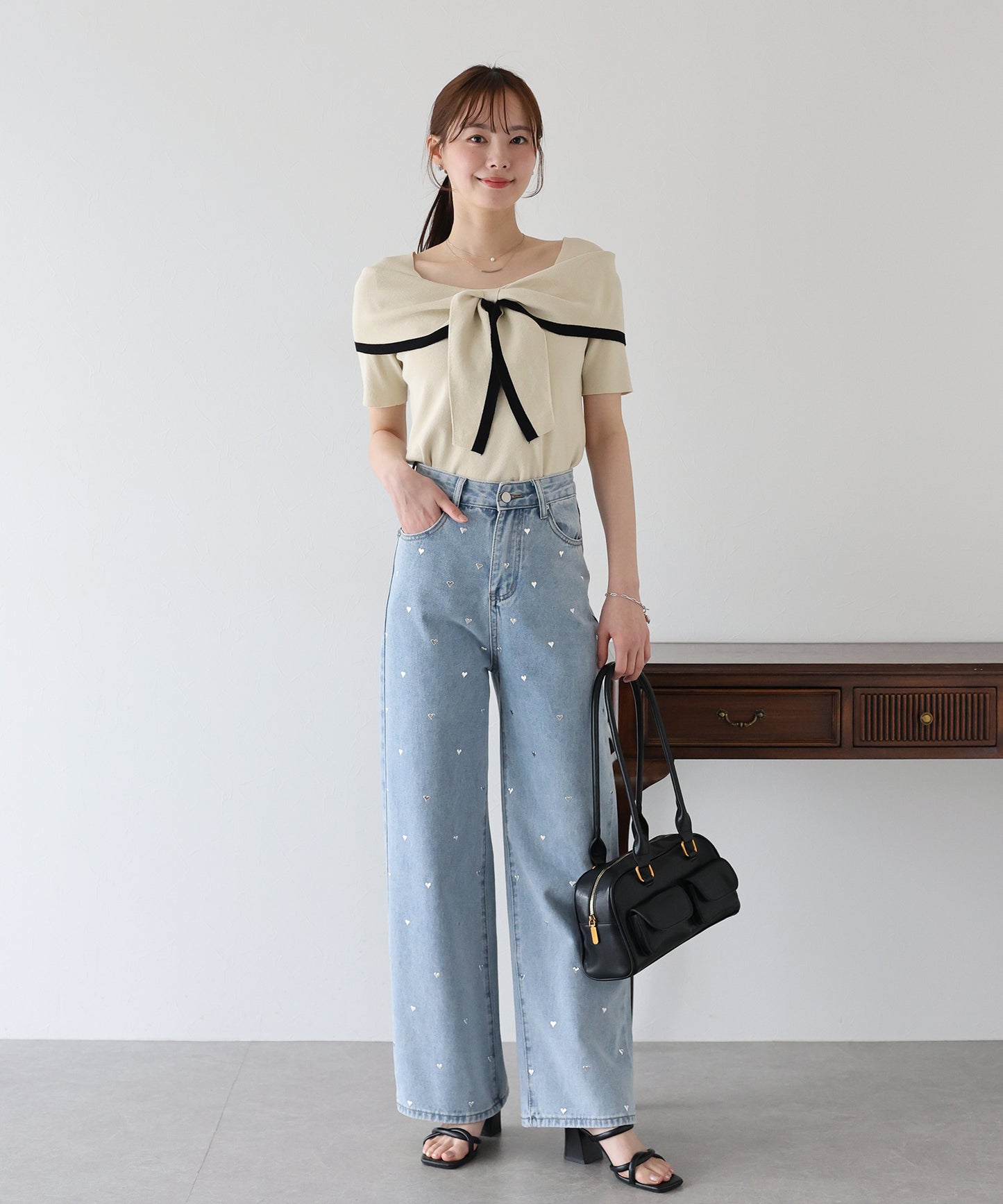 【TIME SALE】配色オフショルニット