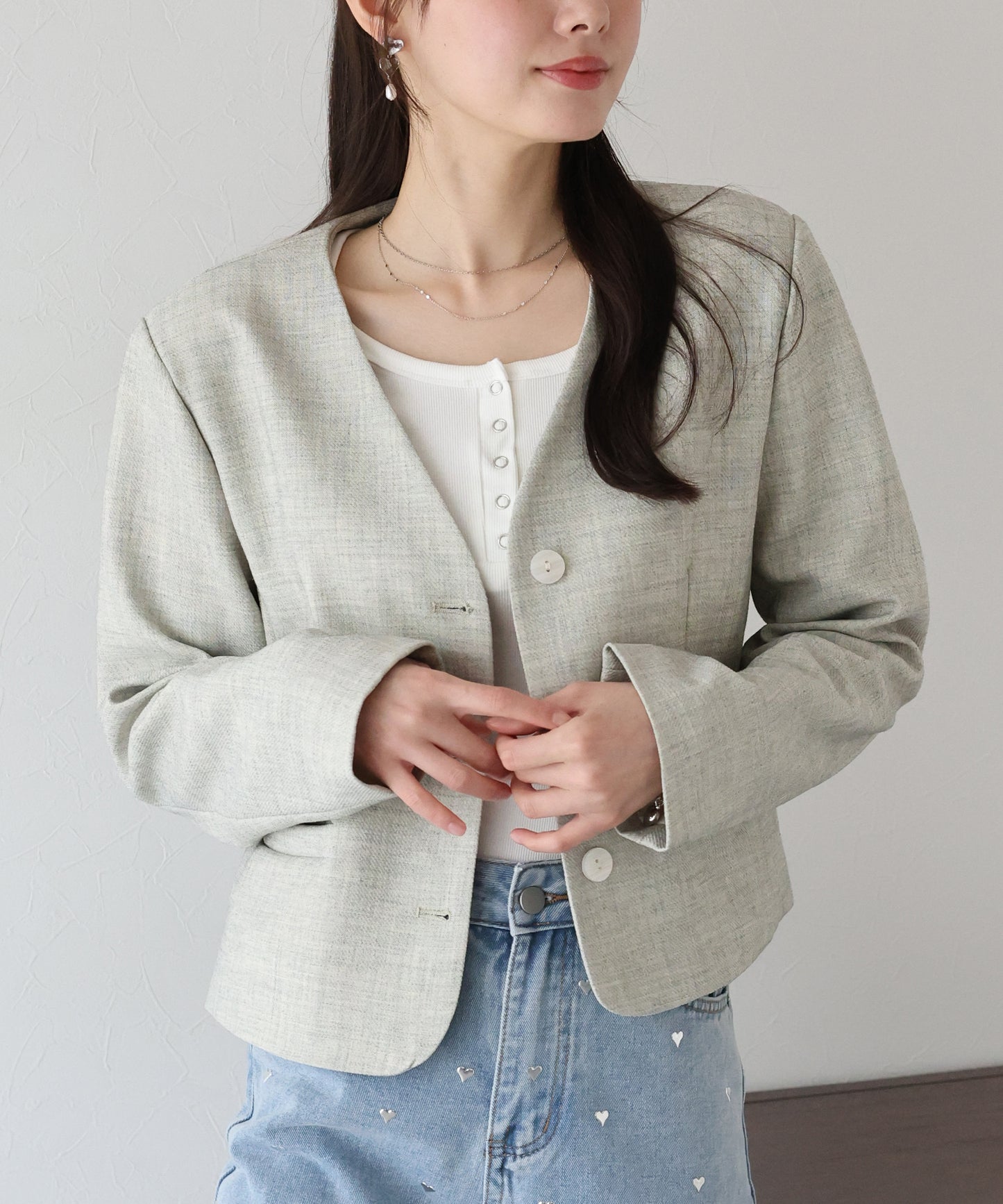 【TIME SALE】Vネックショート丈ジャケット