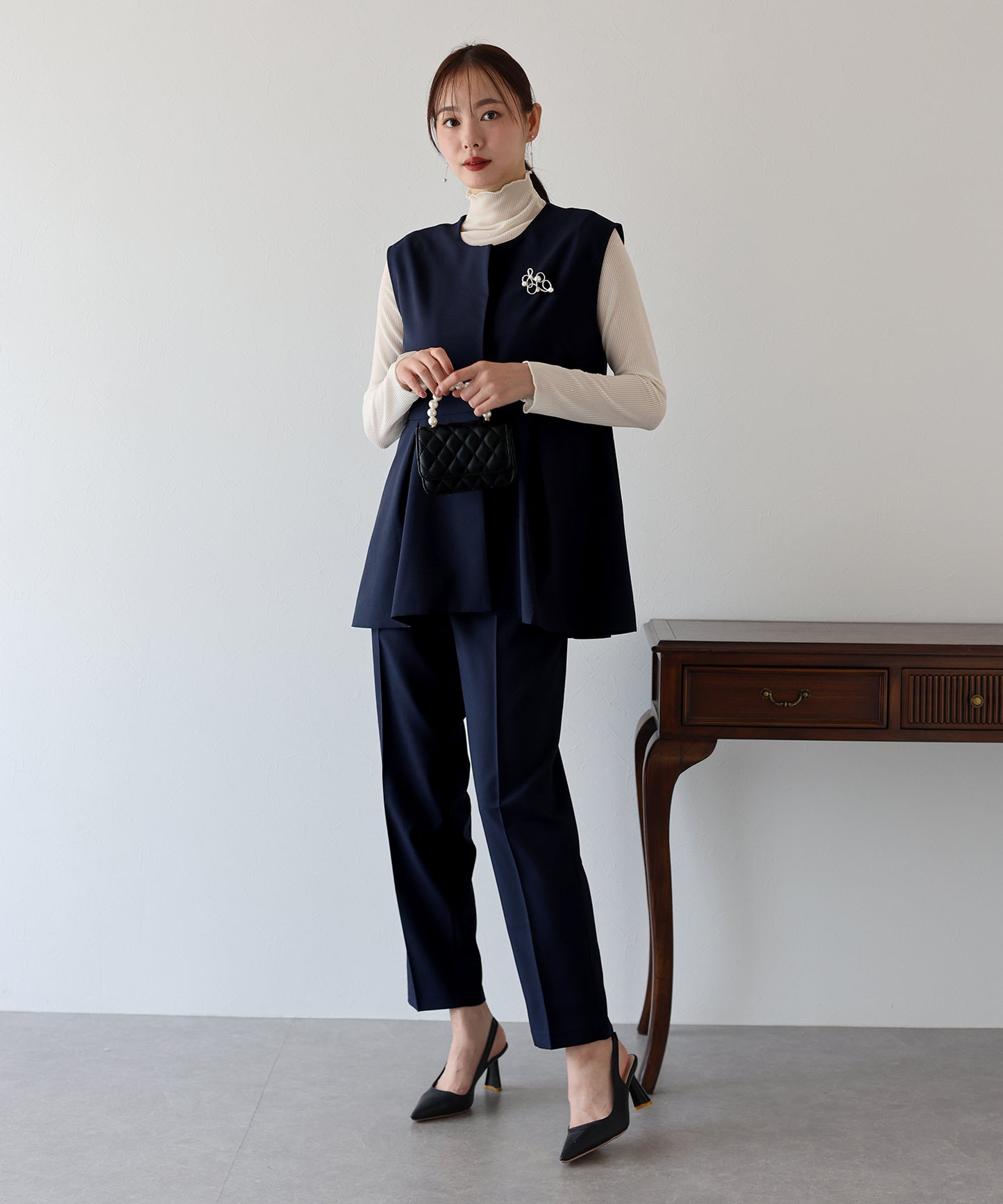 【TIME SALE】ペプラムベスト&テーパードパンツ セレモニー2点セット