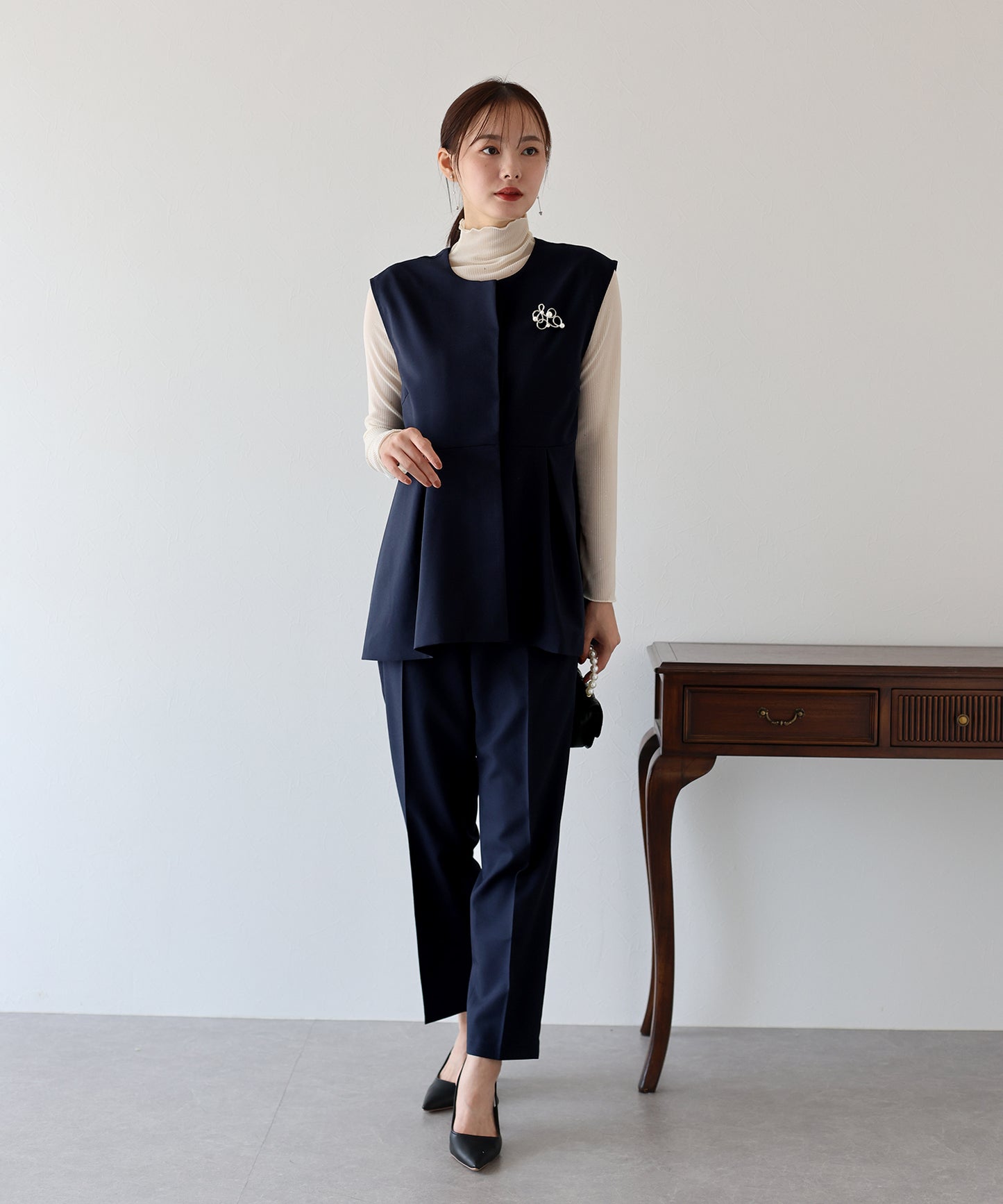 【TIME SALE】ペプラムベスト&テーパードパンツ セレモニー2点セット