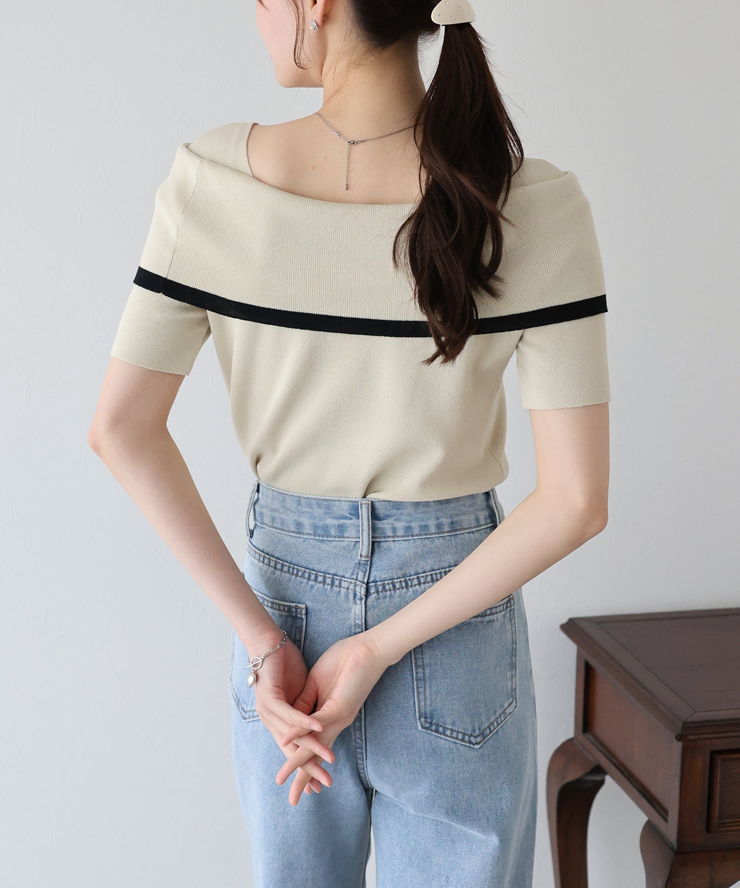 【TIME SALE】配色オフショルニット