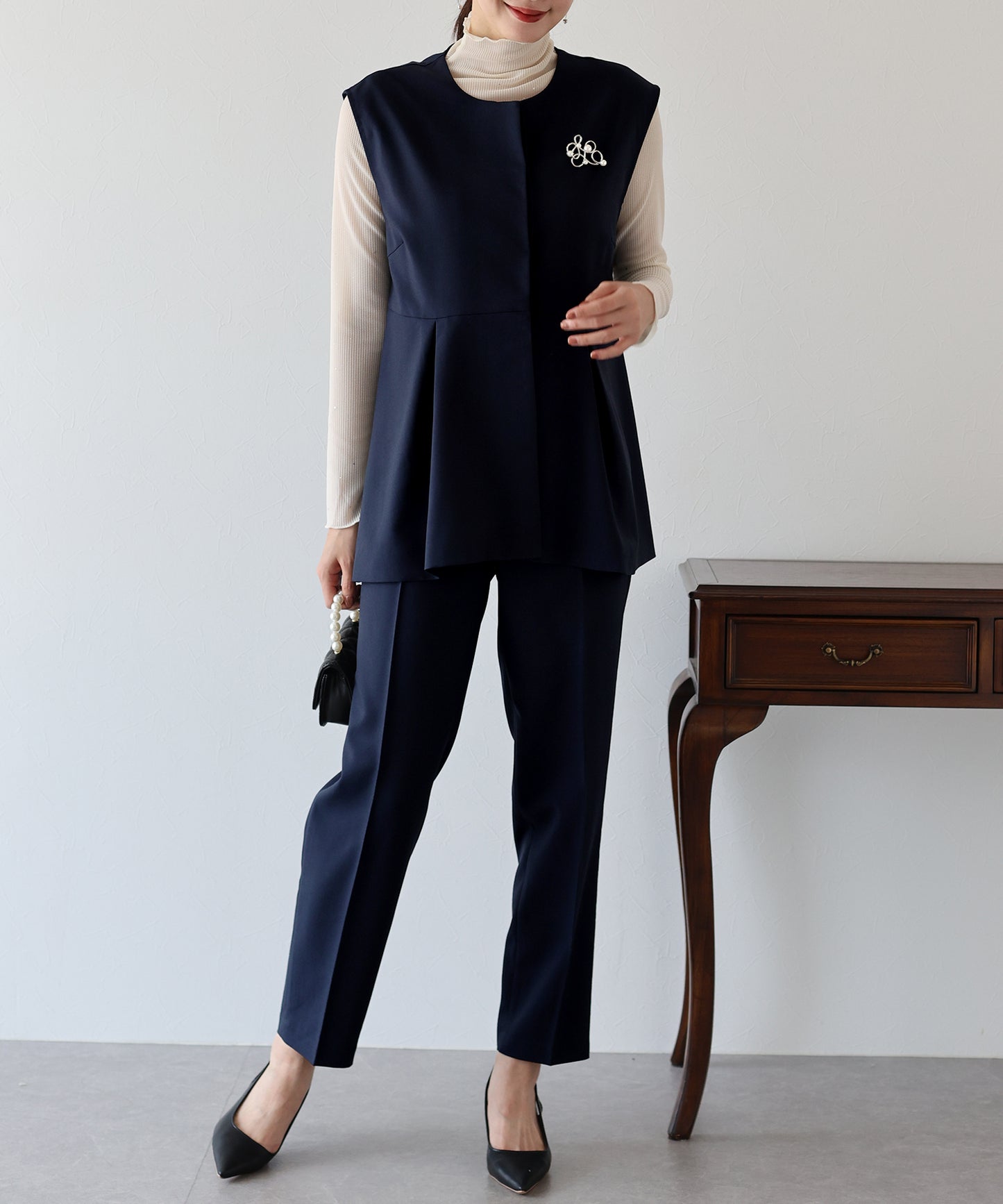 【TIME SALE】ペプラムベスト&テーパードパンツ セレモニー2点セット