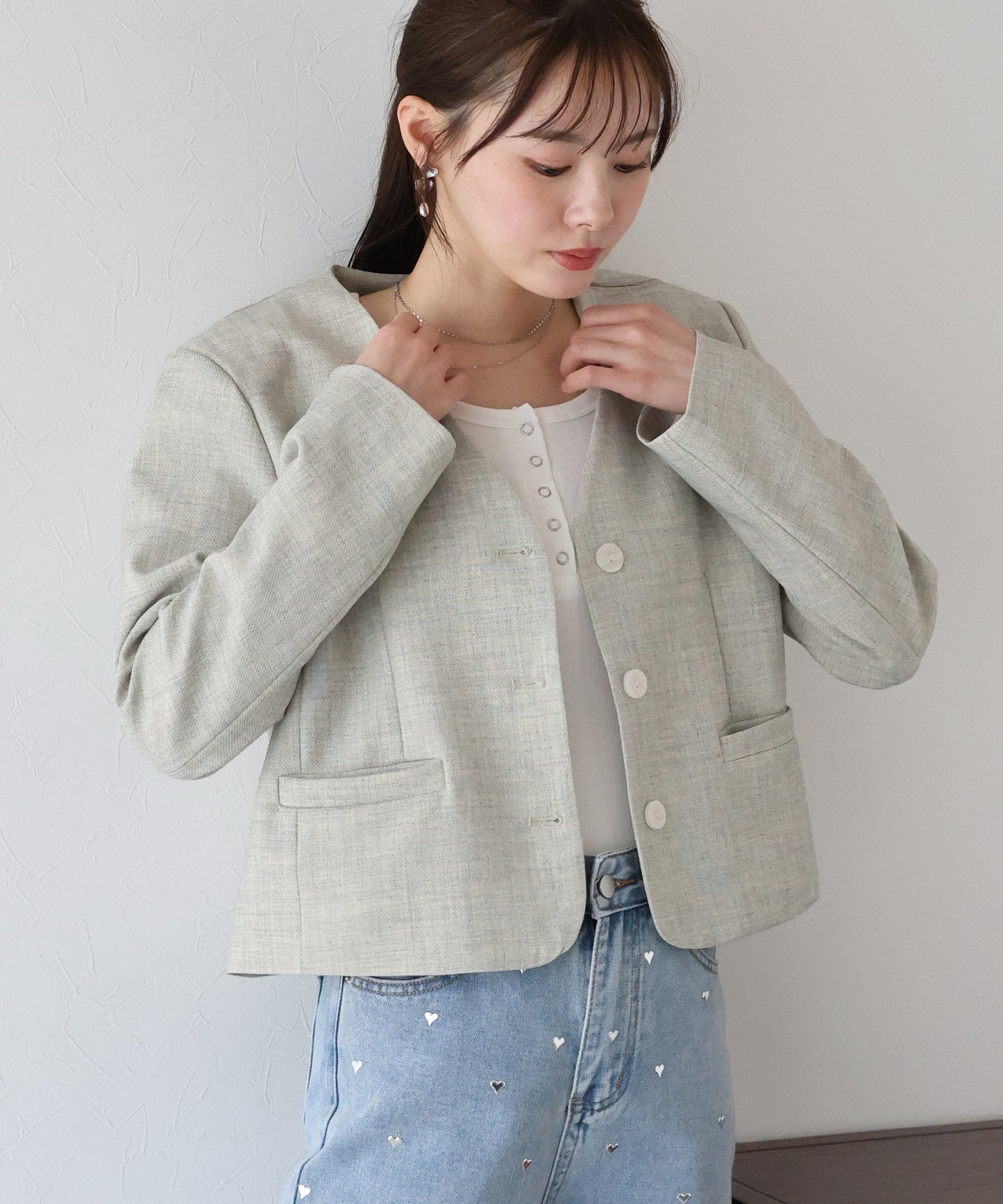 【TIME SALE】Vネックショート丈ジャケット