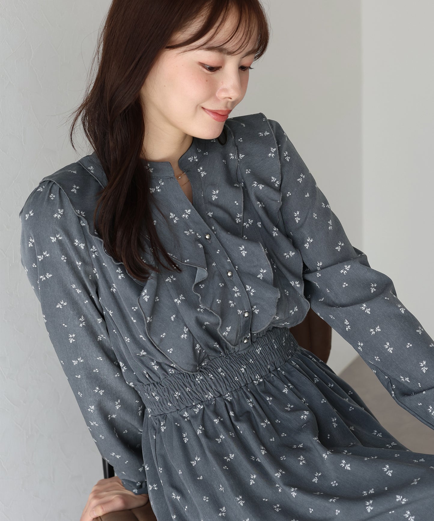 【早割5%OFF】フラワープリントフリルワンピース