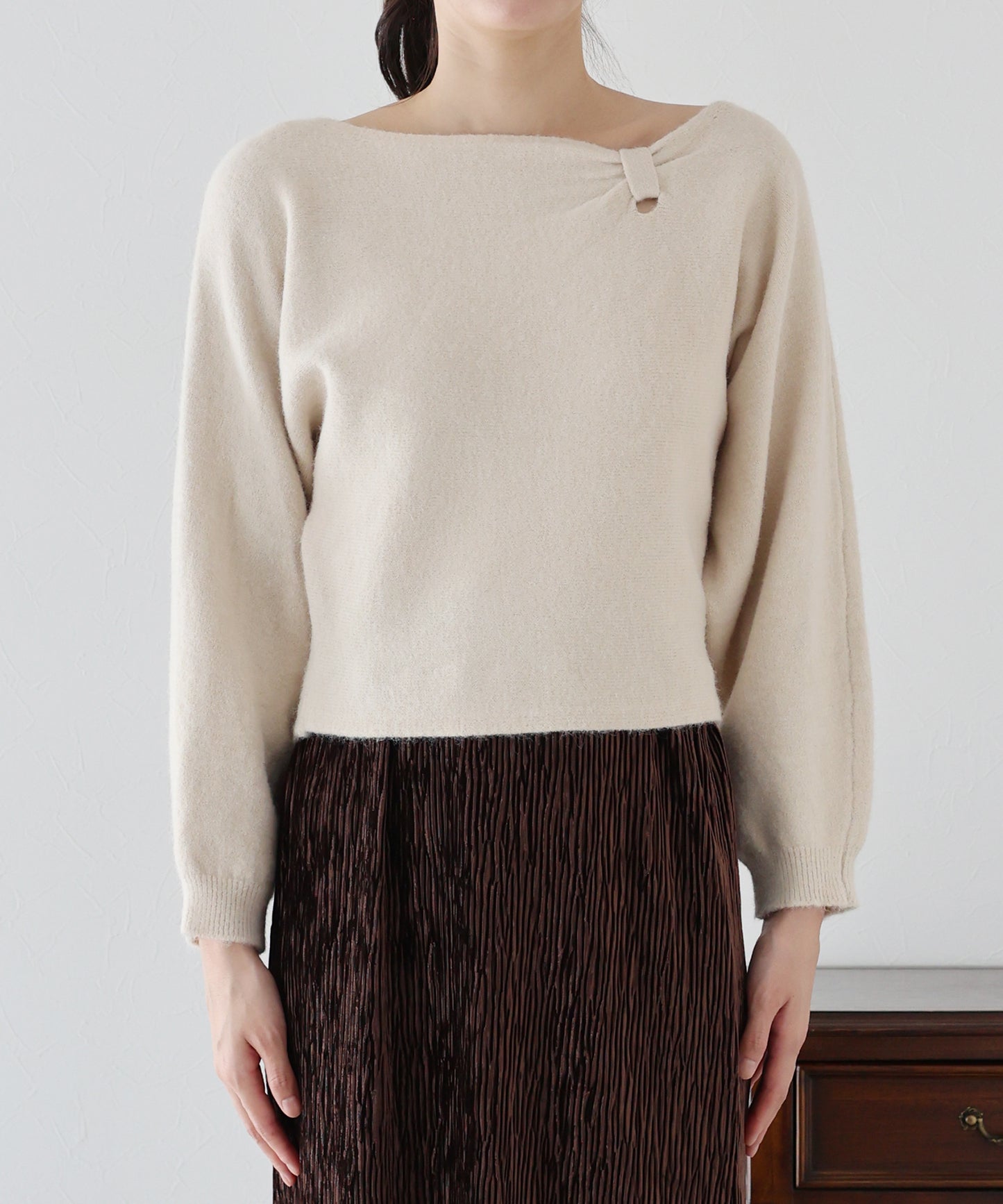 【早割5%OFF】リボンドルマンニット