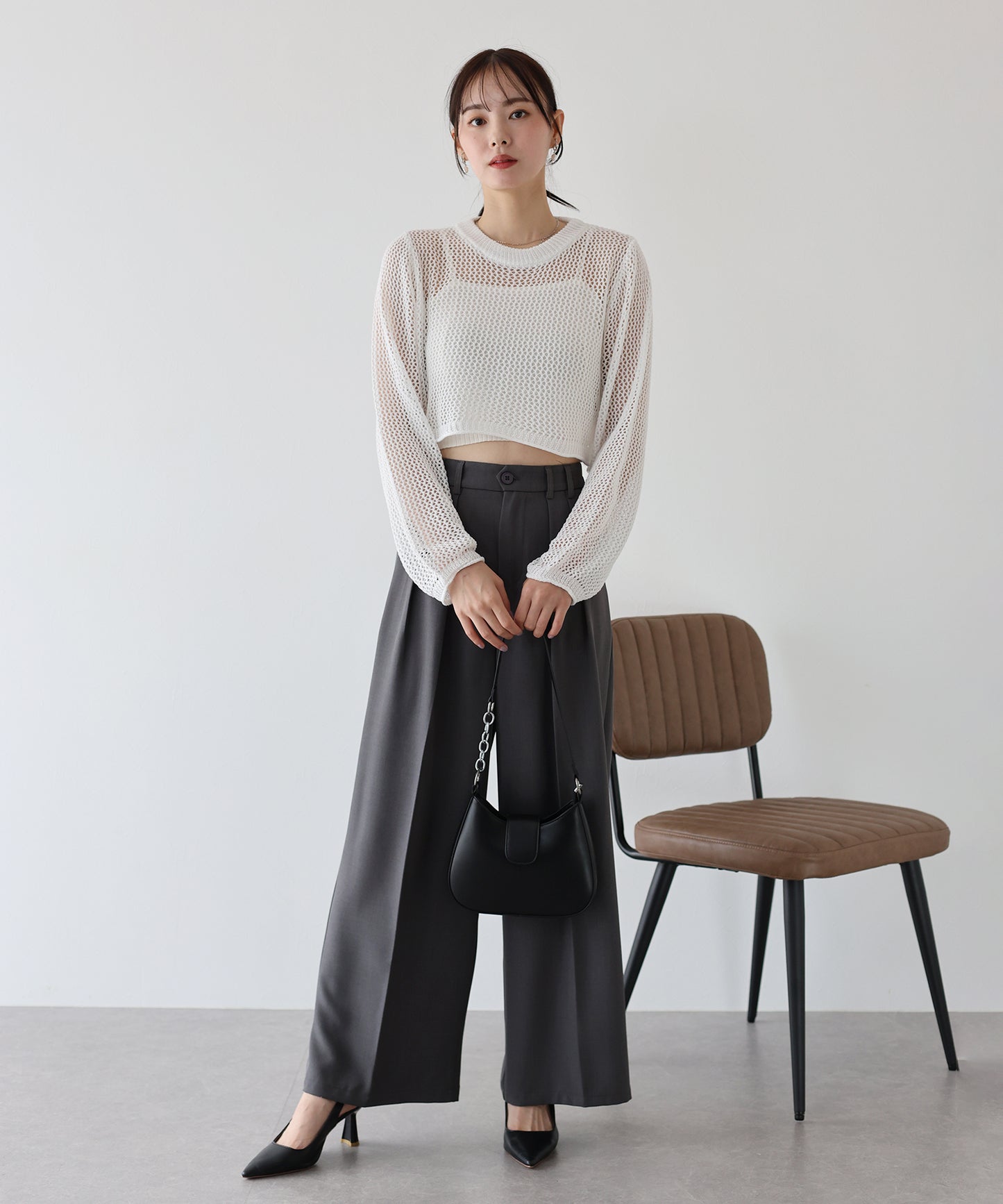 【SALE】メッシュニットトップス