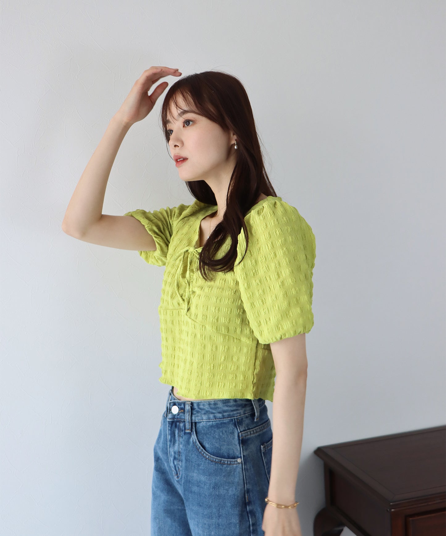 포코 포코 셔링 블라우스 【고양이 포스】