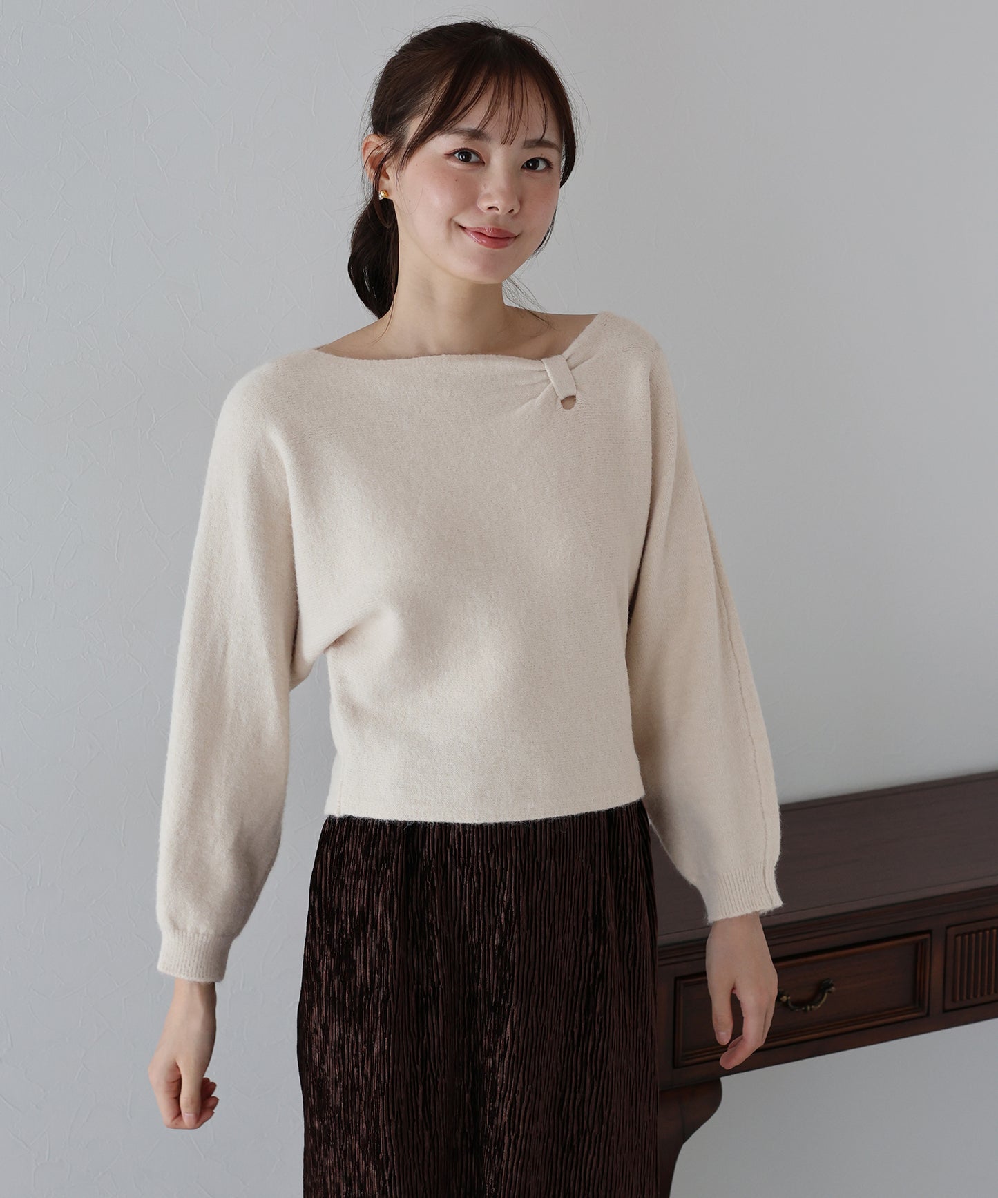 【早割5%OFF】リボンドルマンニット