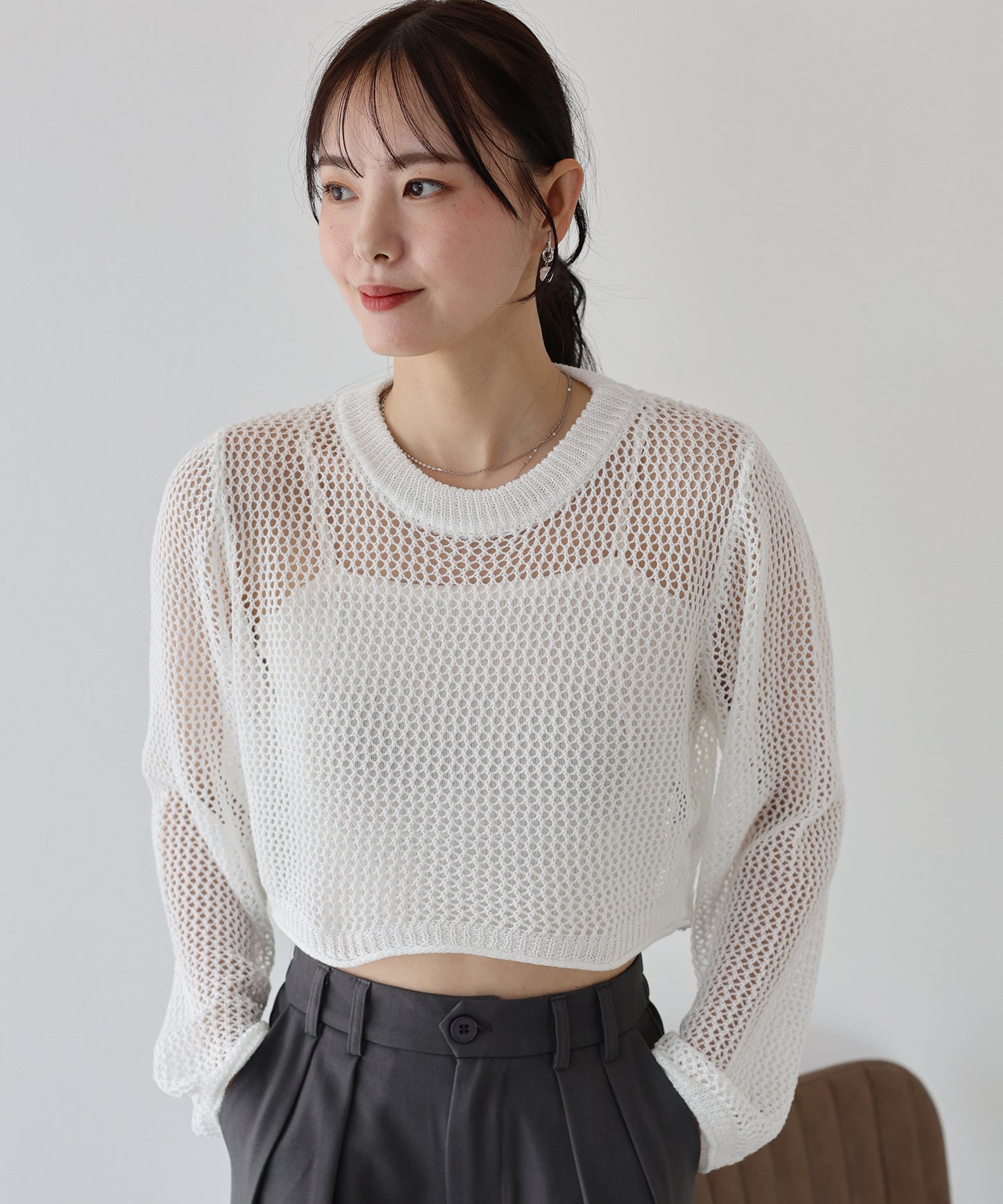 【SALE】メッシュニットトップス