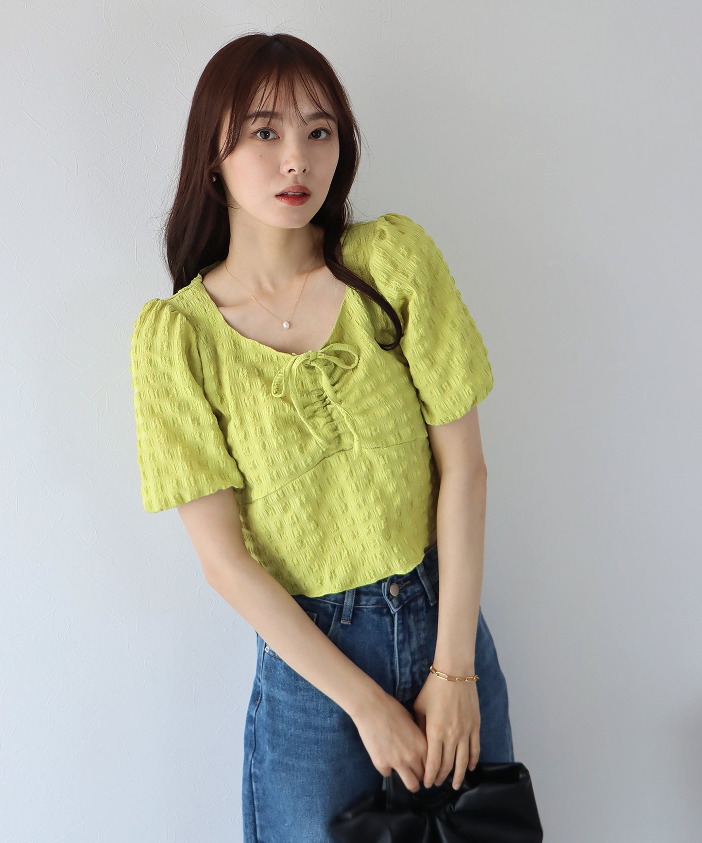 포코 포코 셔링 블라우스 【고양이 포스】