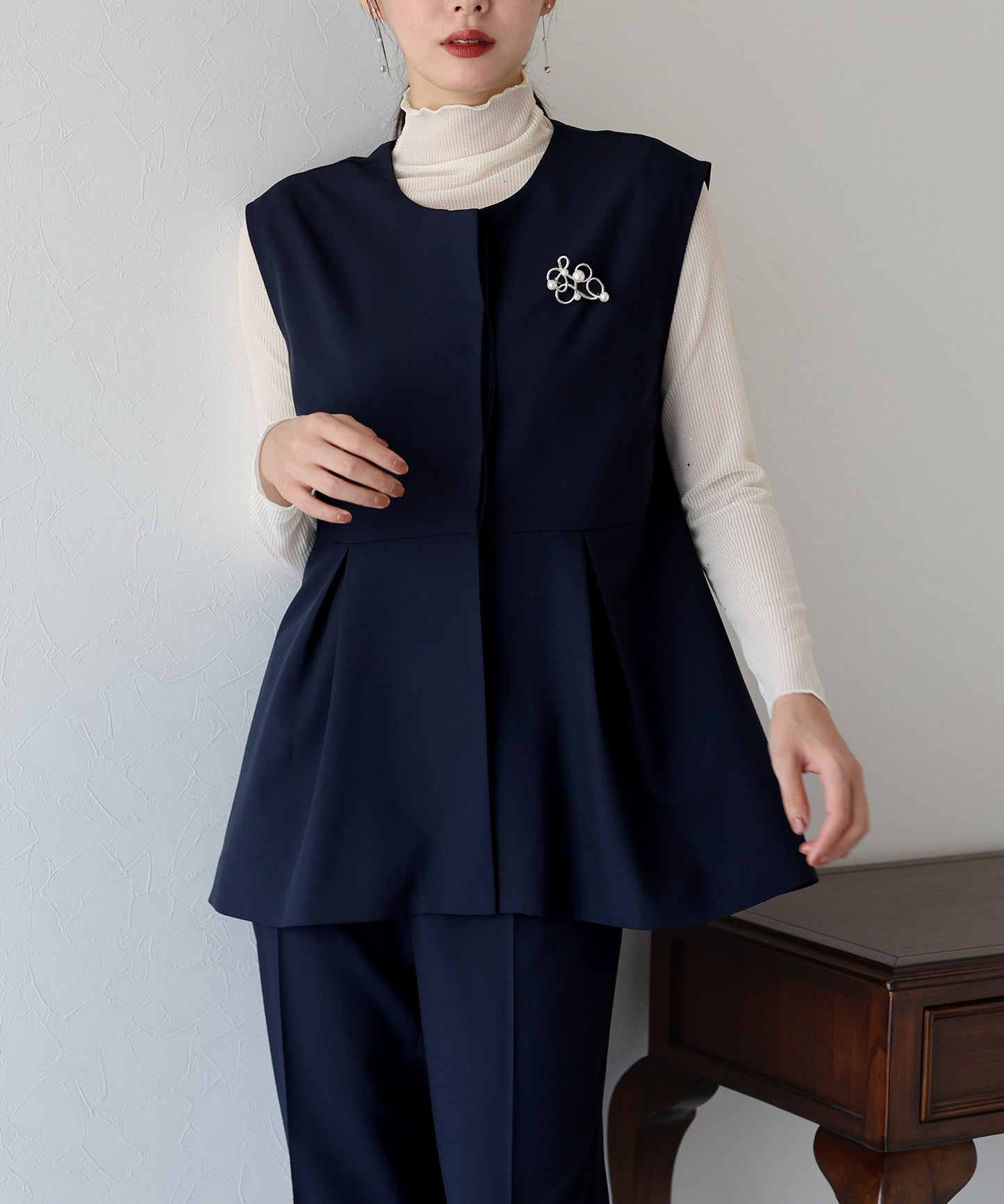 【TIME SALE】ペプラムベスト&テーパードパンツ セレモニー2点セット