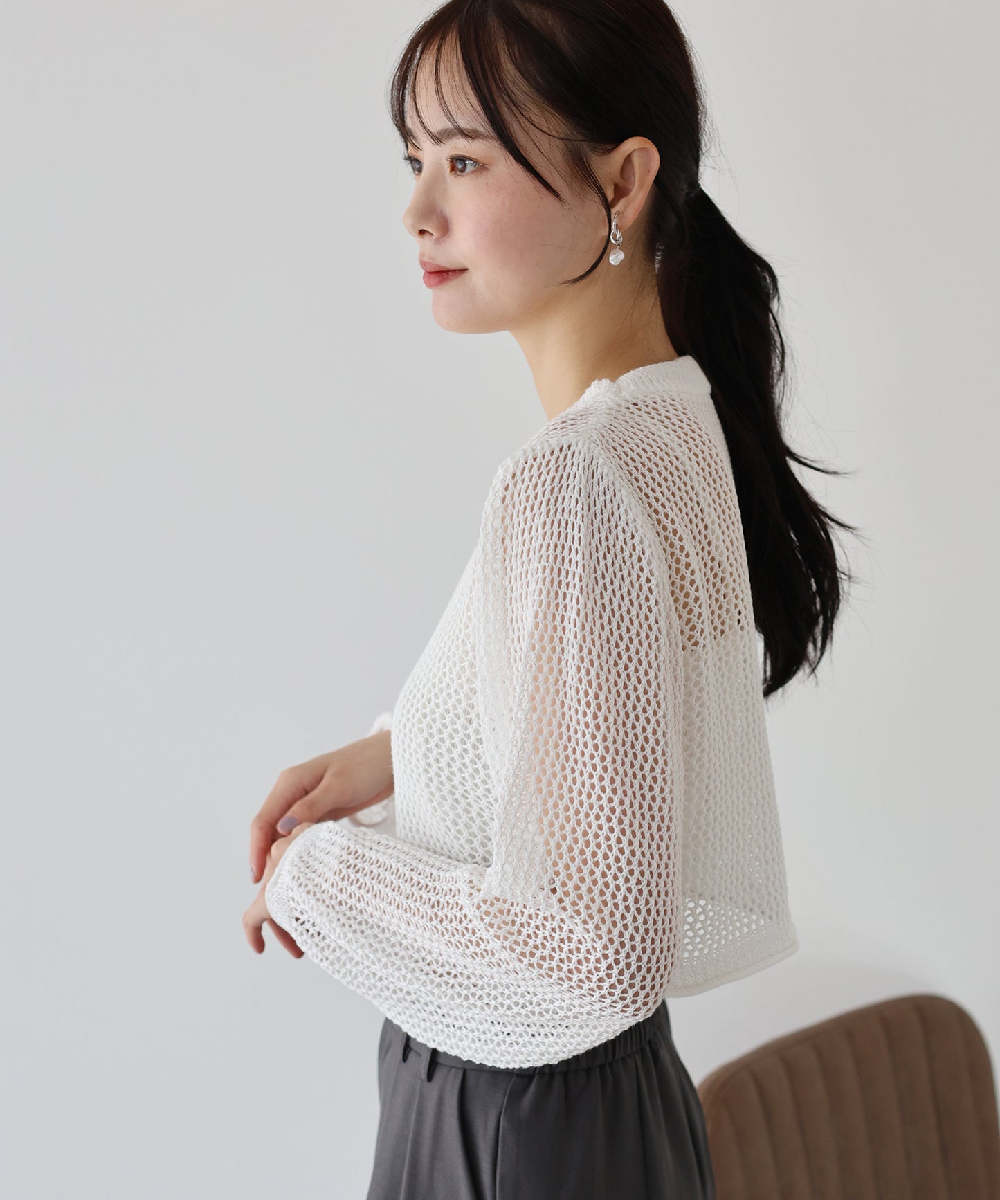 【SALE】メッシュニットトップス