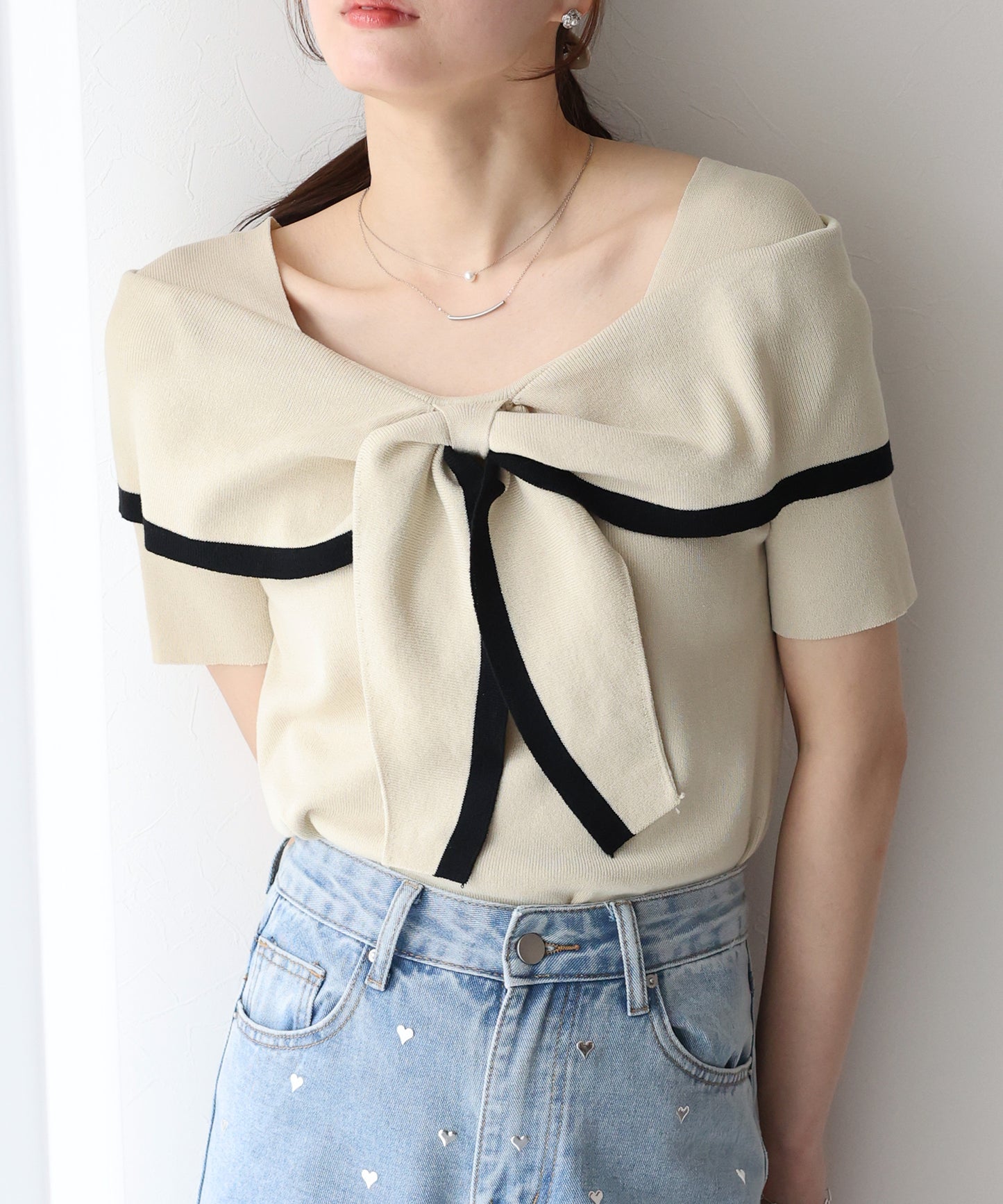 【TIME SALE】配色オフショルニット