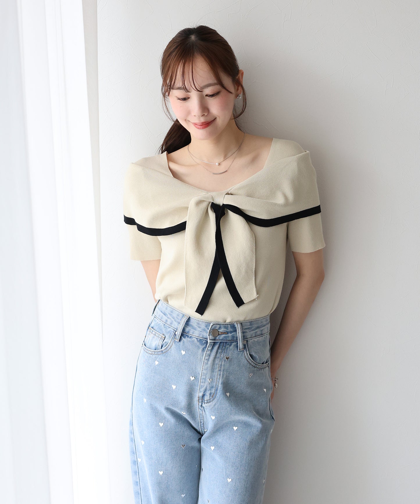 【TIME SALE】配色オフショルニット