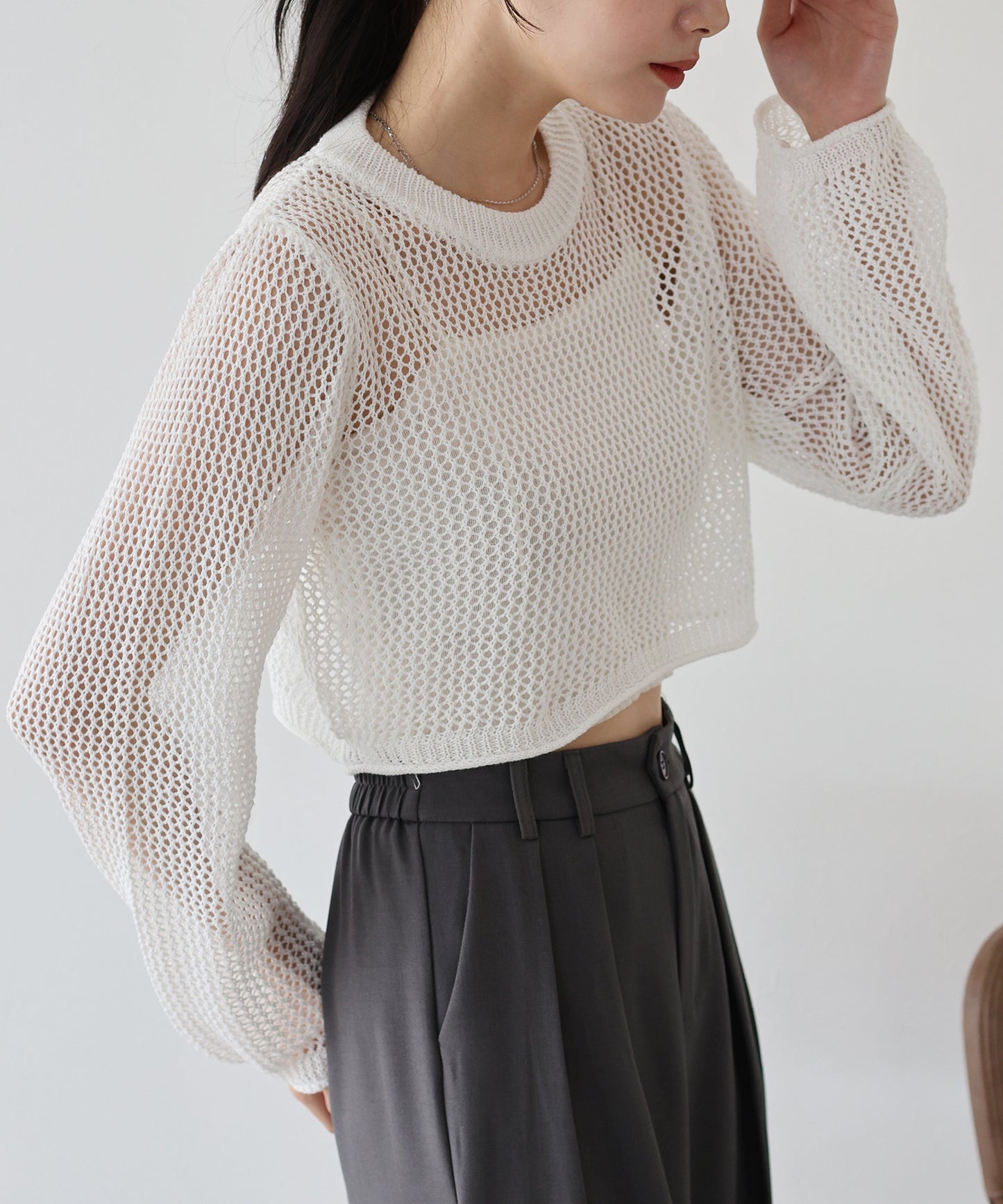 【SALE】メッシュニットトップス