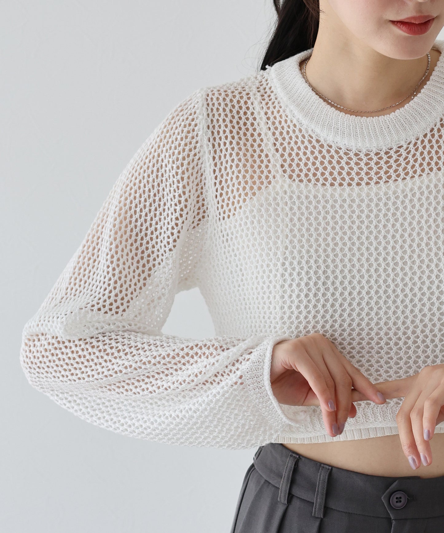 【SALE】メッシュニットトップス