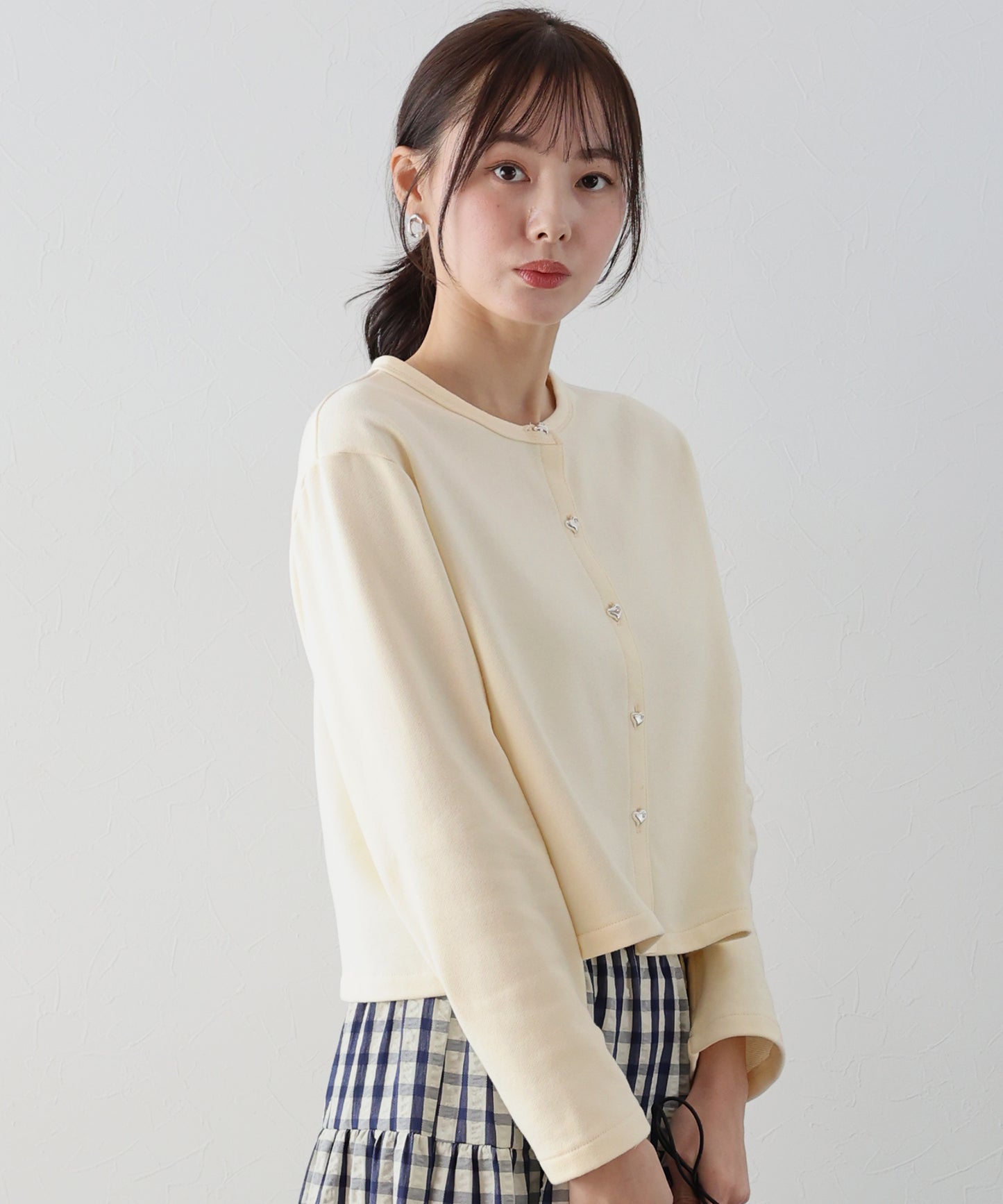 【SALE】ハートボタンスウェットカーディガン