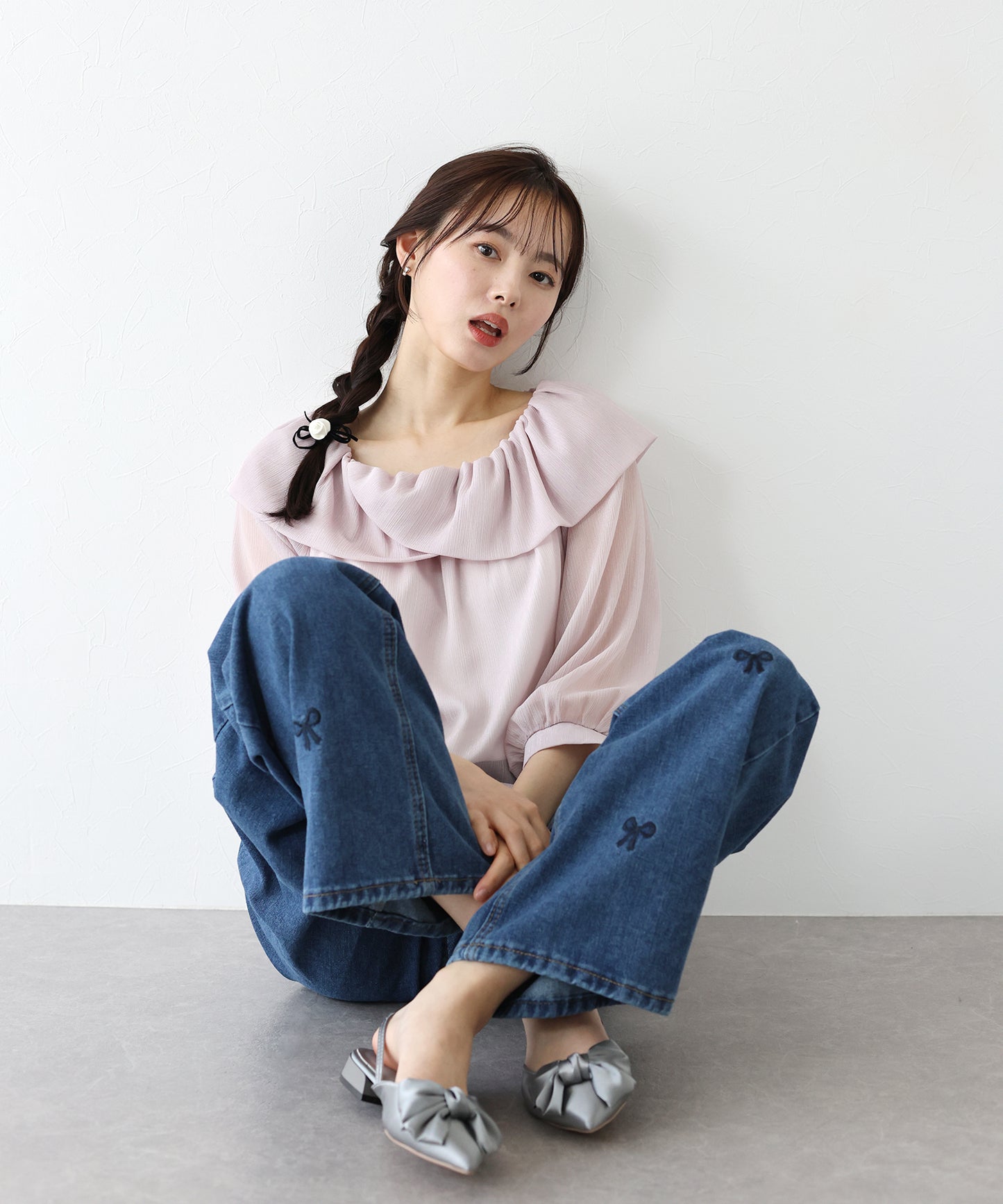 【SALE】リボン付きバックストラップミュール
