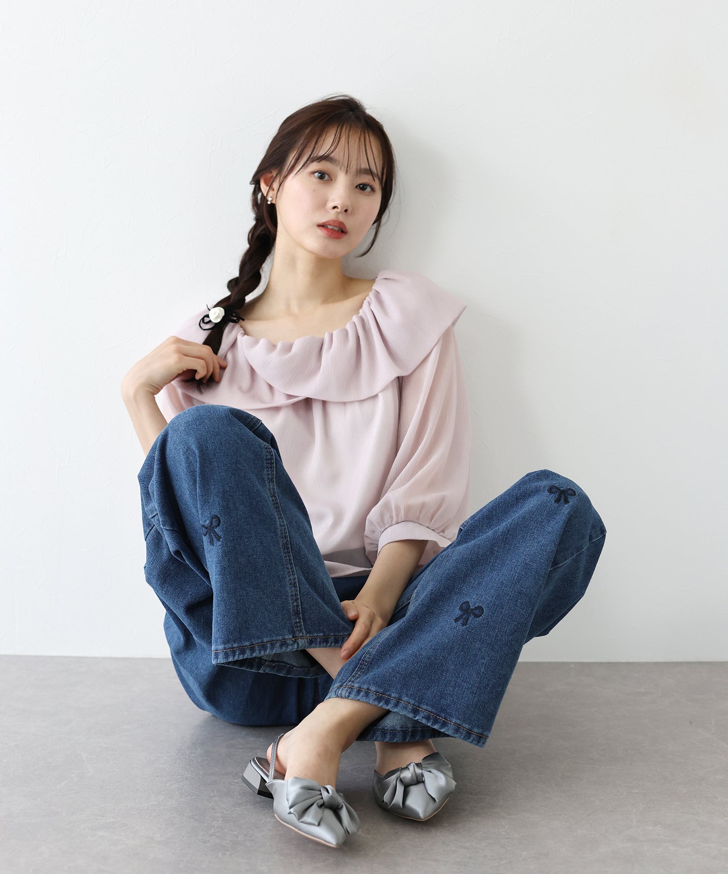 【SALE】リボン付きバックストラップミュール