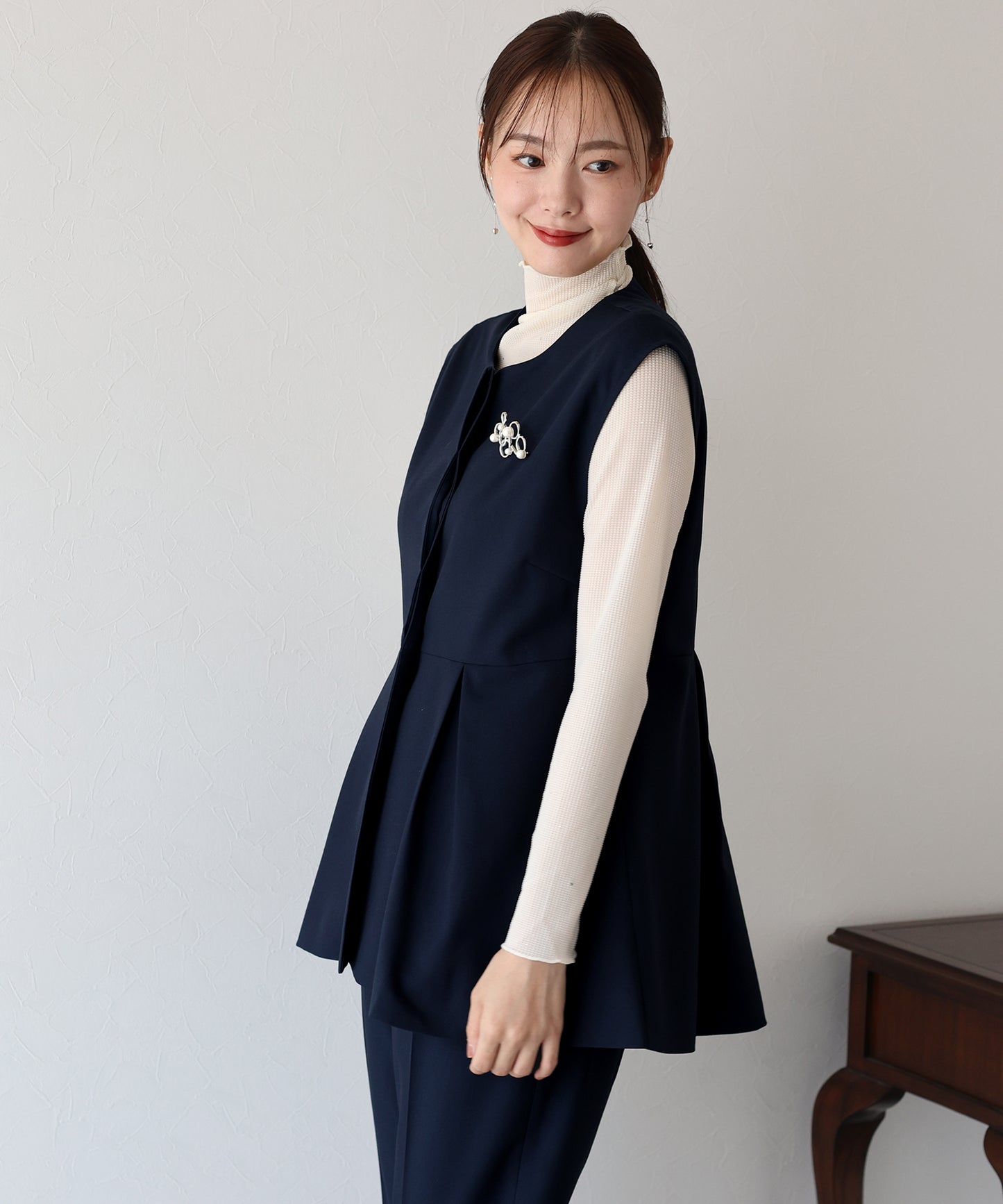 【TIME SALE】ペプラムベスト&テーパードパンツ セレモニー2点セット