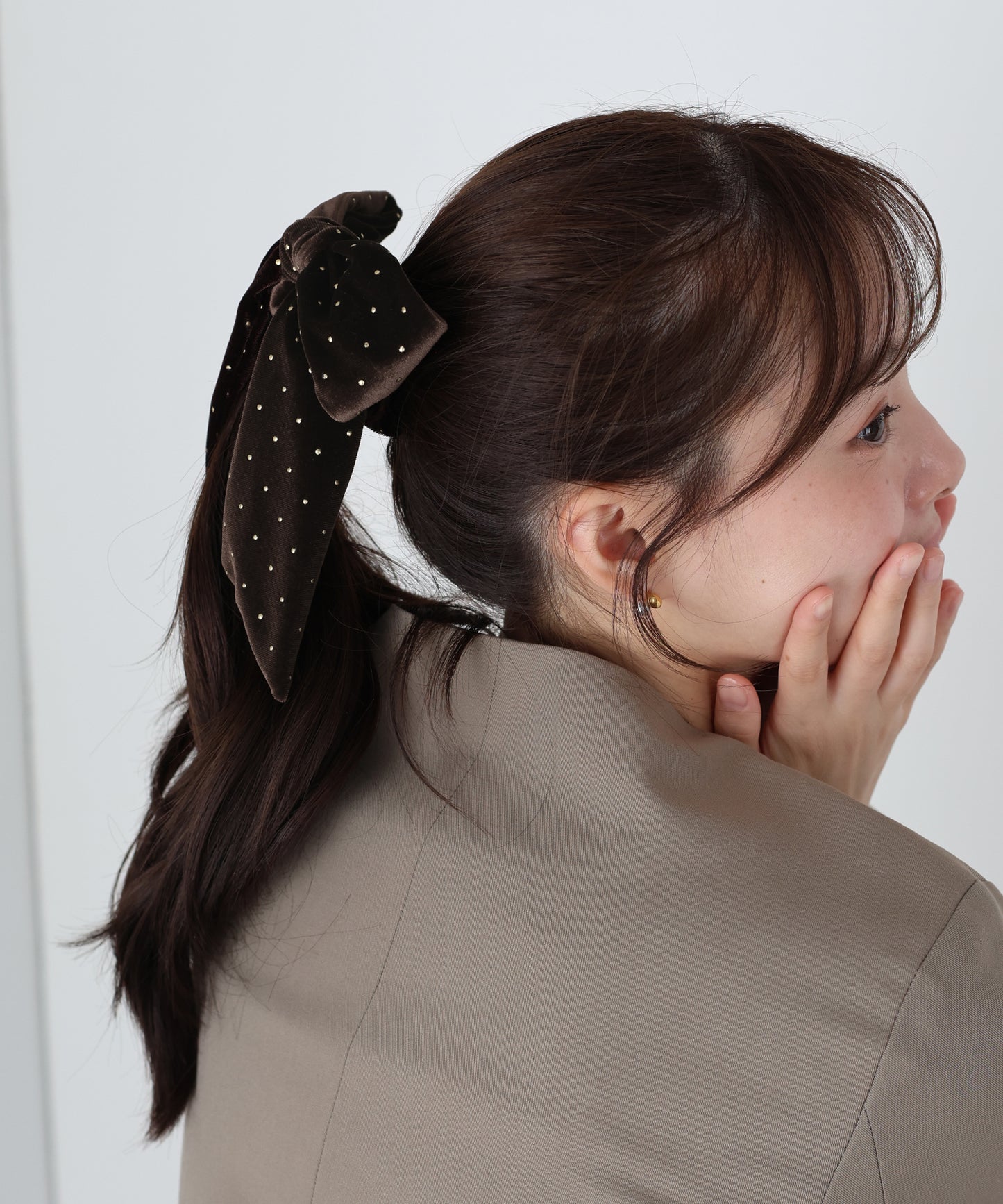 【早割5%OFF】スタッズベロアリボンシュシュ【ネコポス】