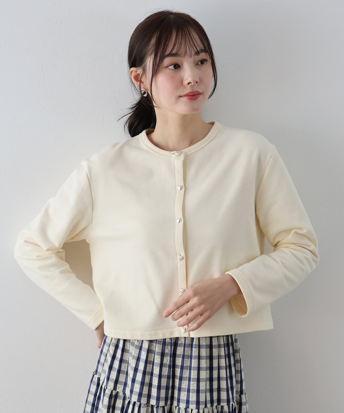【SALE】ハートボタンスウェットカーディガン