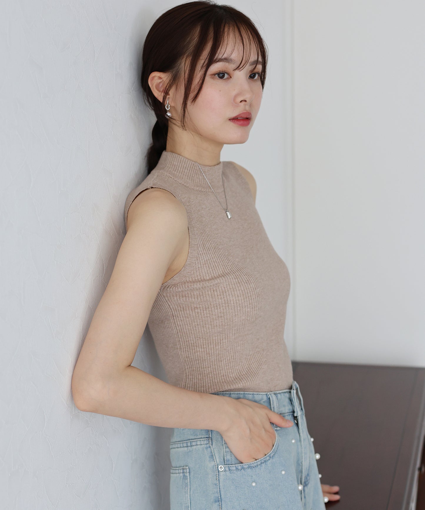 【TIME SALE】なめらかリブノースリニット【ネコポス】