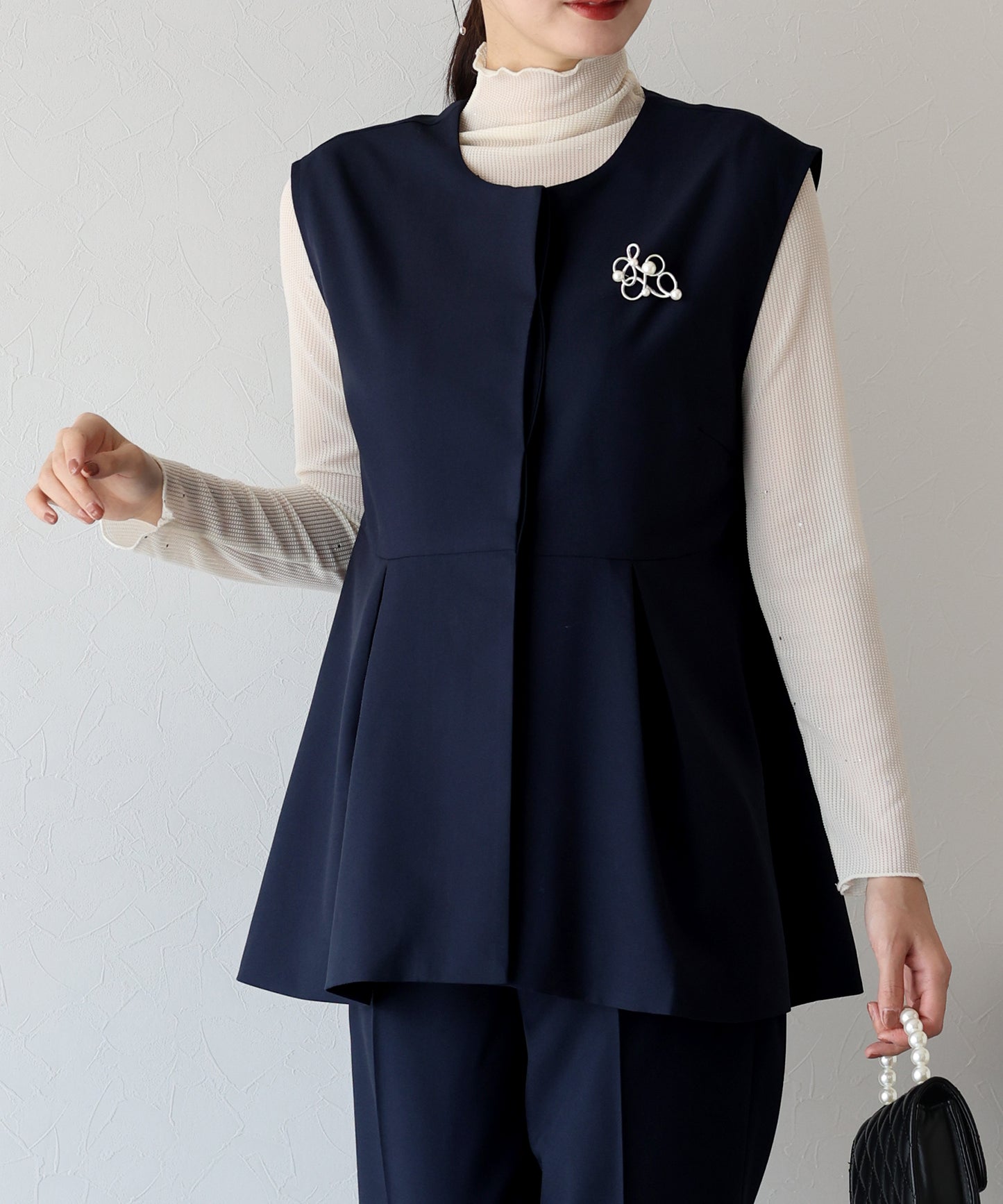 【TIME SALE】ペプラムベスト&テーパードパンツ セレモニー2点セット