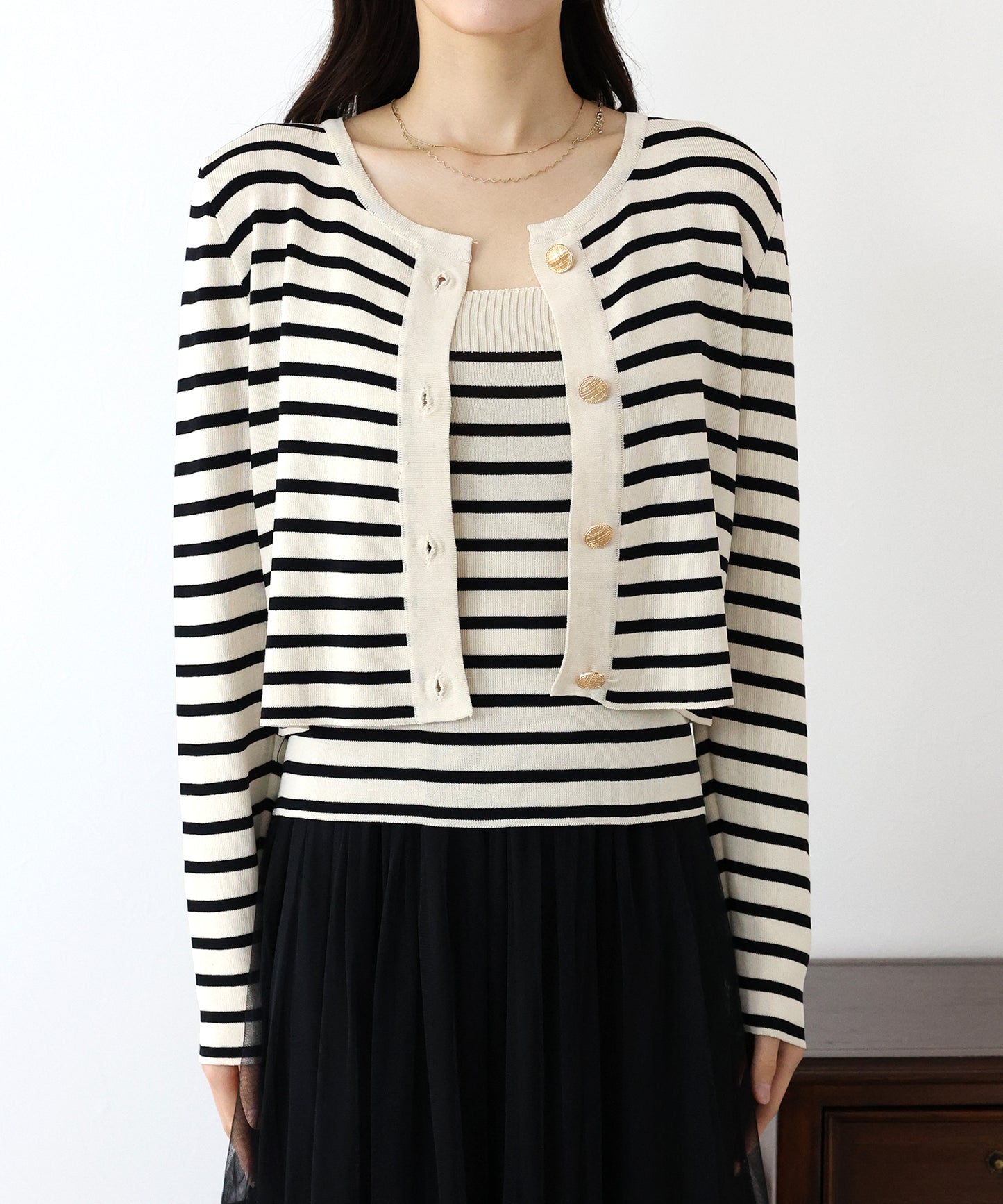 ボーダーカーディガン+キャミソール セット