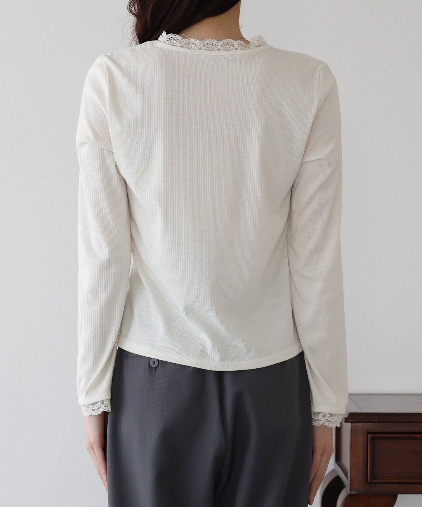 【早割5%OFF】レースドッキングリブカットソー【ネコポス】