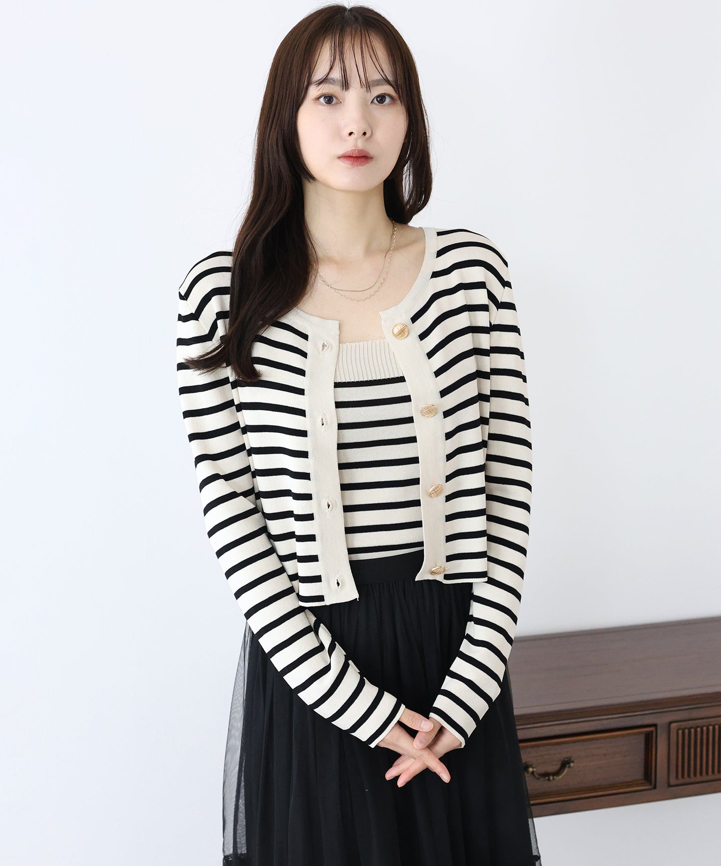 ボーダーカーディガン+キャミソール セット