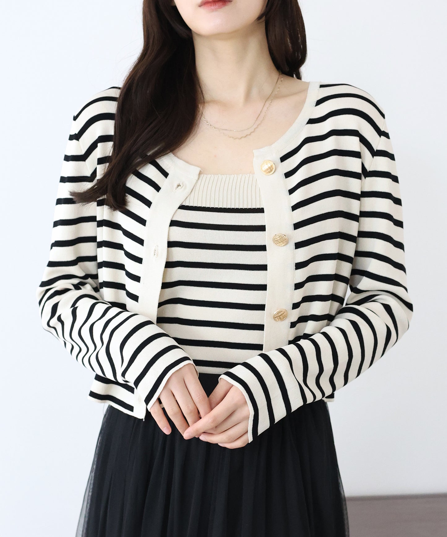 ボーダーカーディガン+キャミソール セット