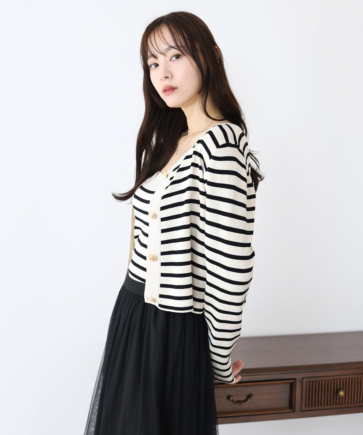 ボーダーカーディガン+キャミソール セット