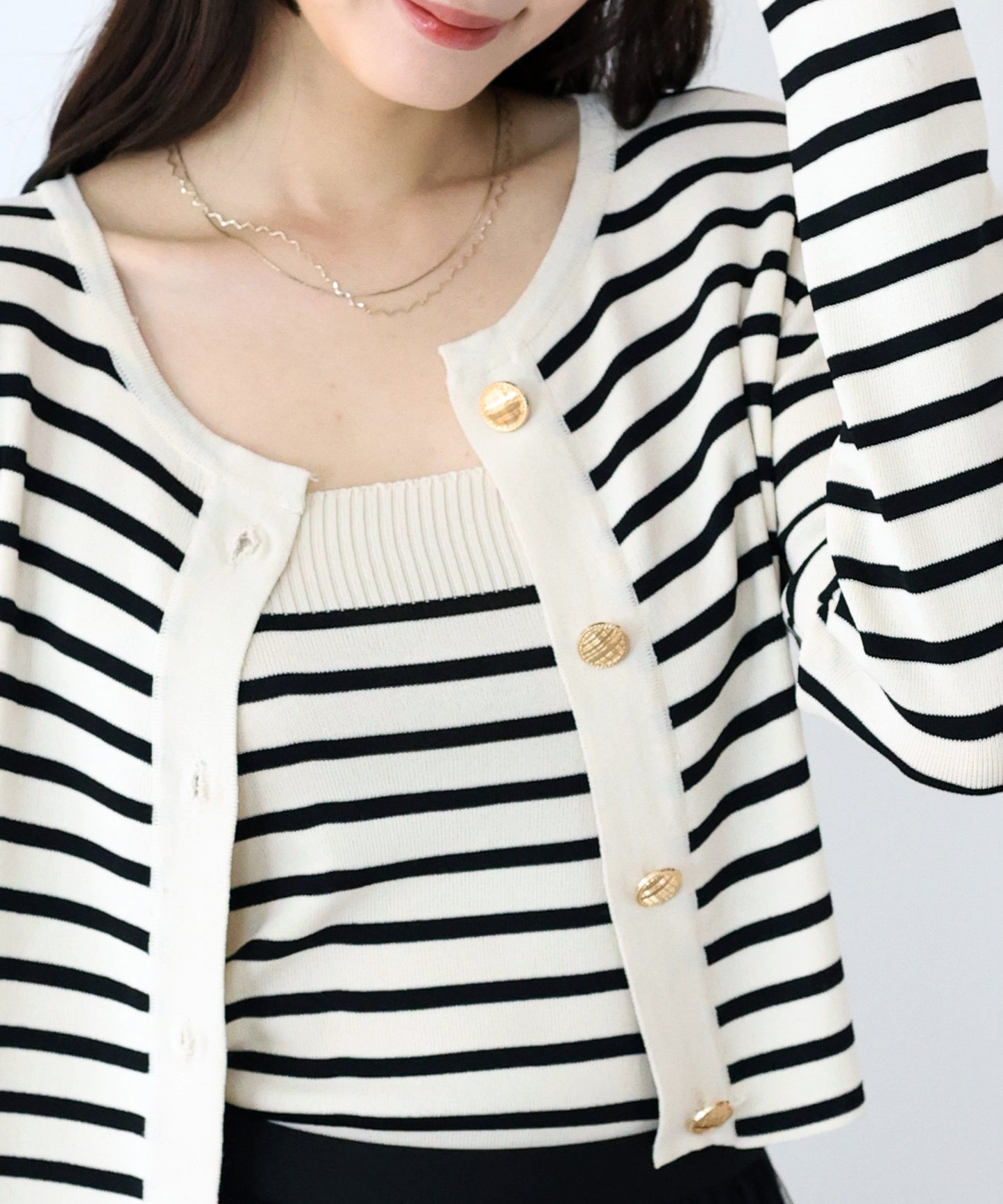 ボーダーカーディガン+キャミソール セット