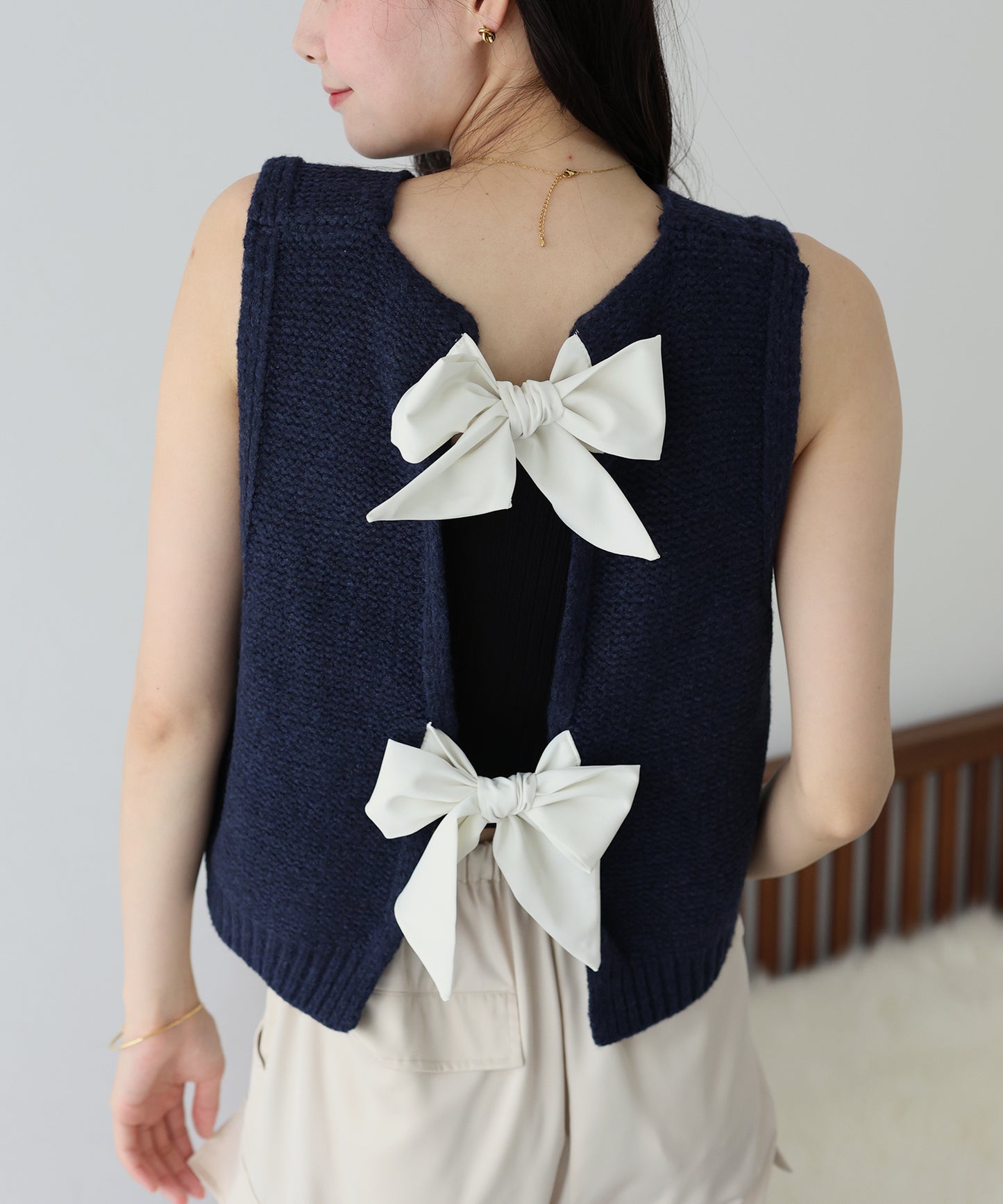 【SALE】リボンニットベスト