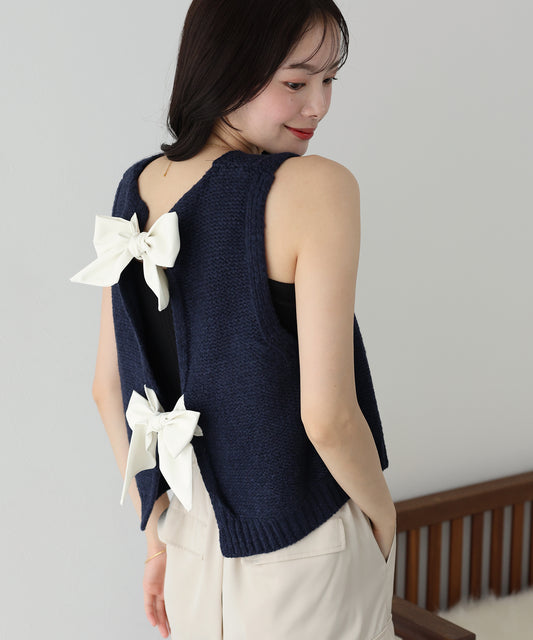 【SALE】リボンニットベスト