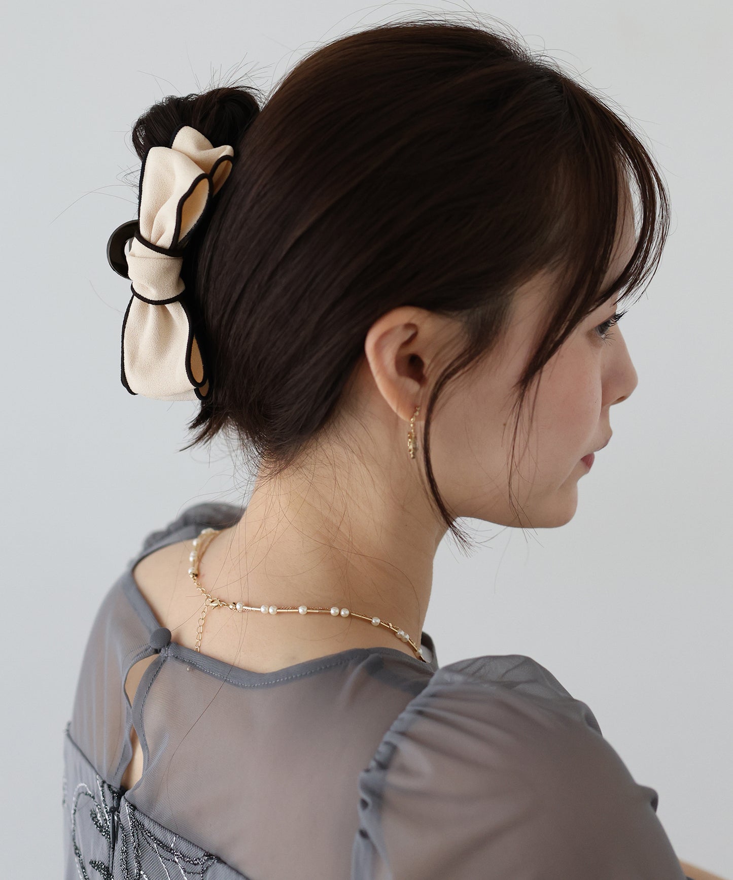 配色リボンヘアクリップ
