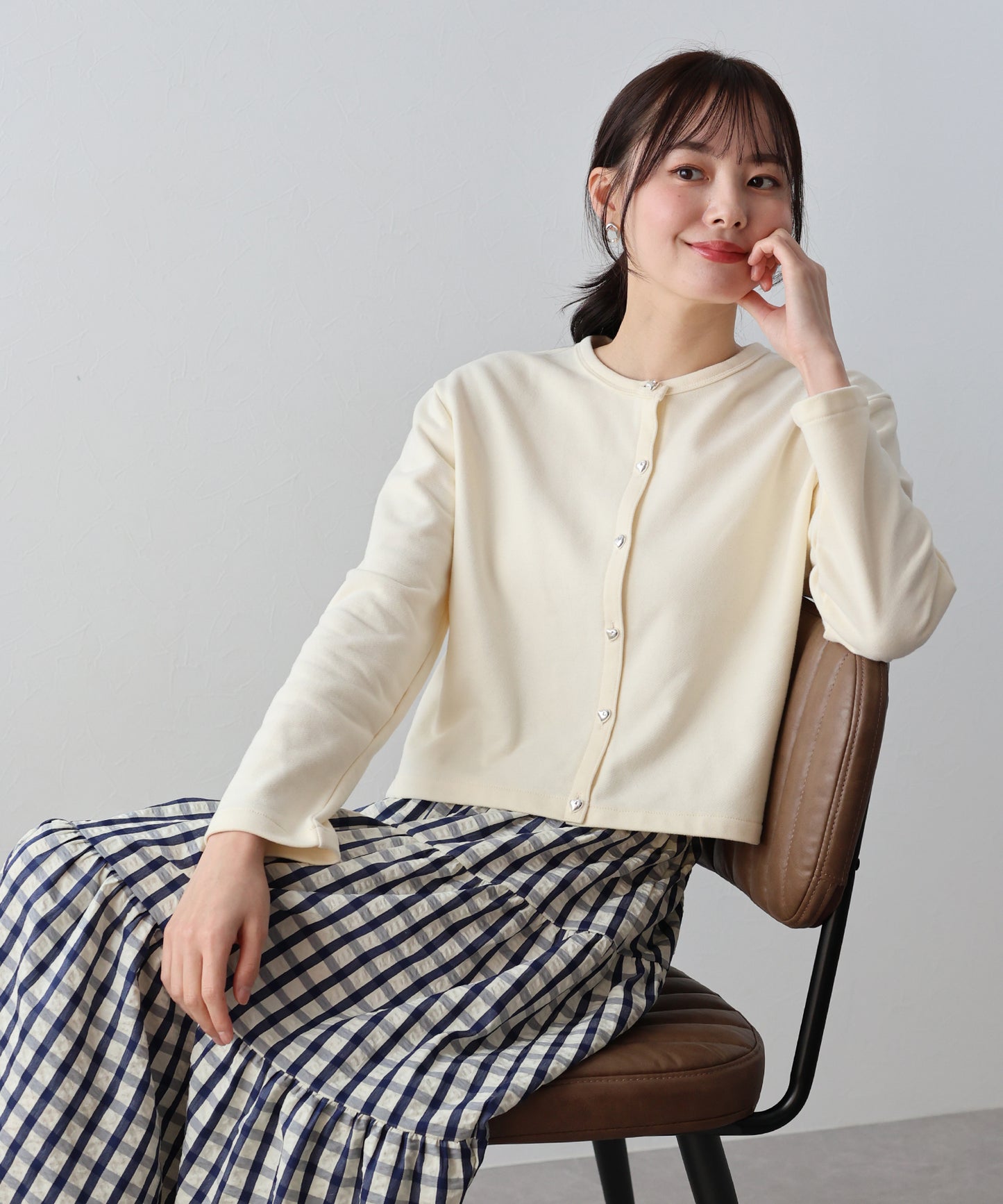 【SALE】ハートボタンスウェットカーディガン