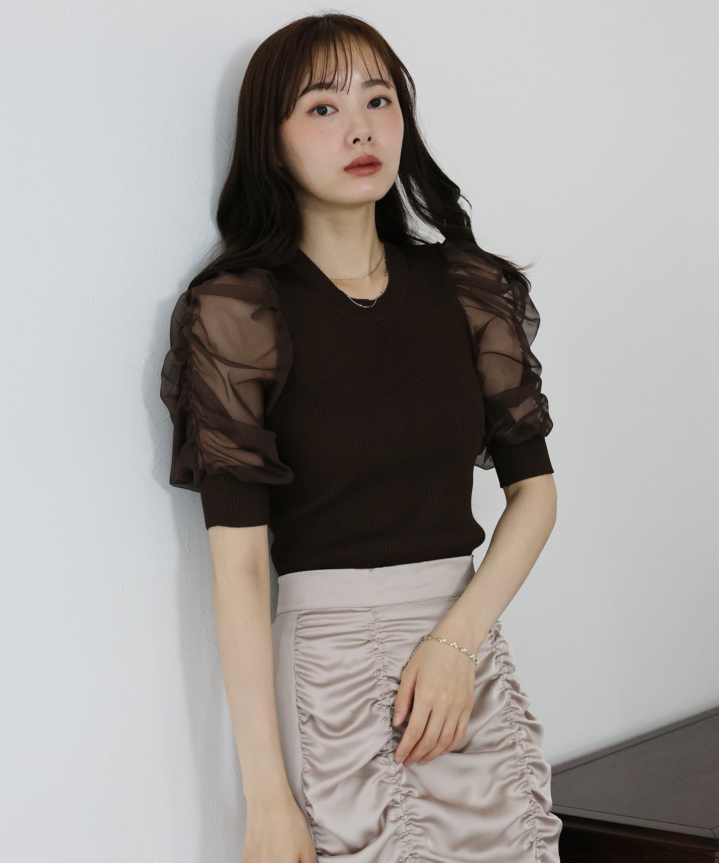 시어 슬리브 서머 니트