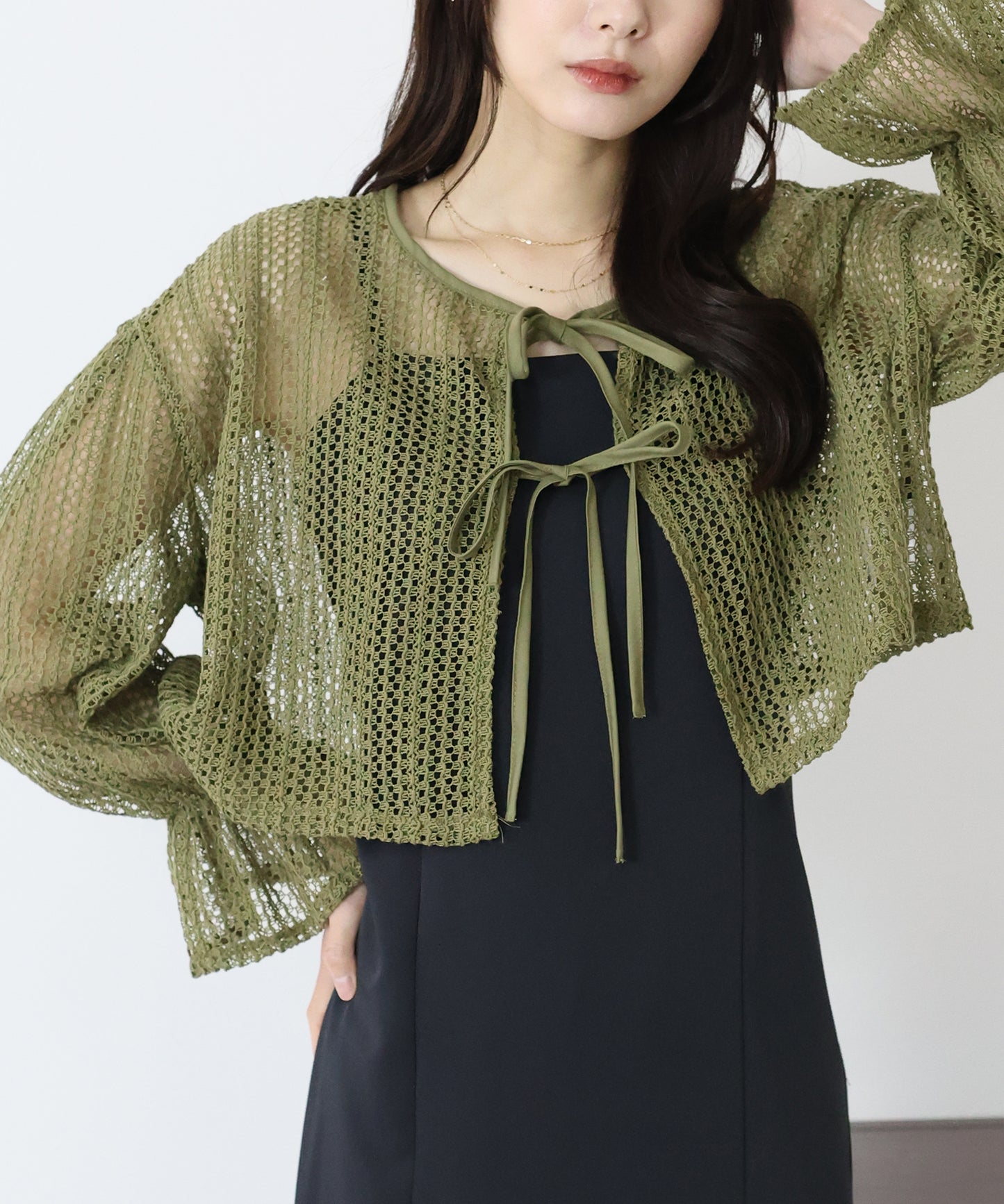 【SALE】2WAYリボンレースカーディガン