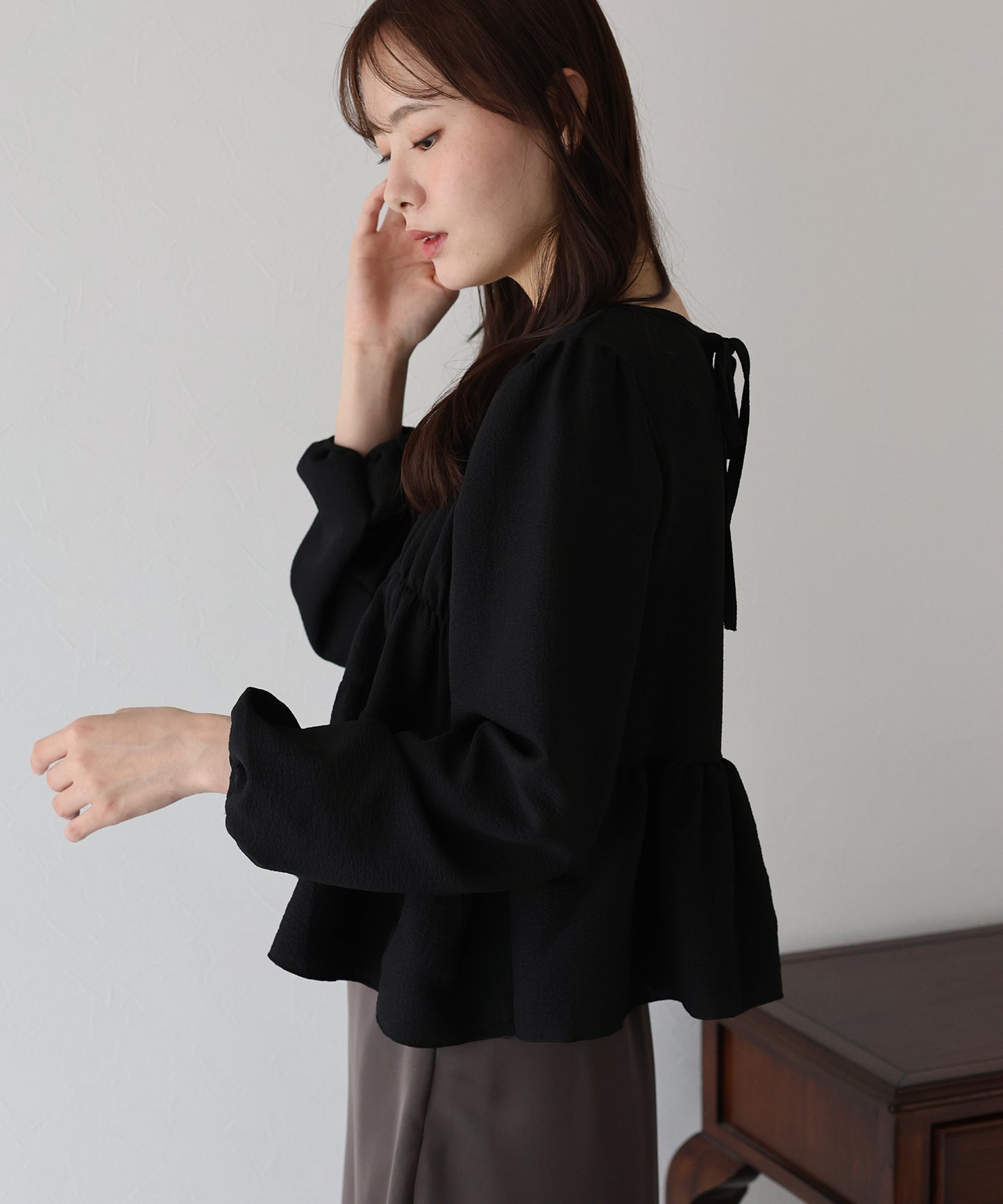 【早割5%OFF】バックリボンティアードブラウス【ネコポス】