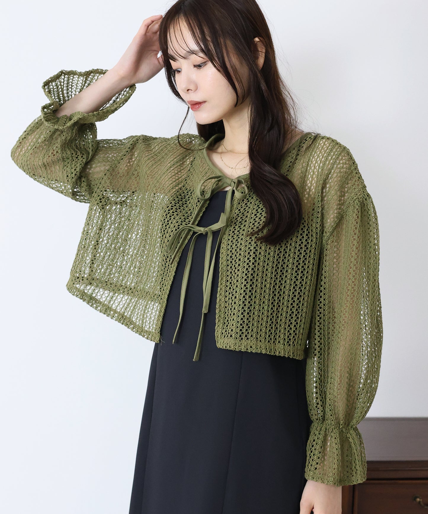 【SALE】2WAYリボンレースカーディガン