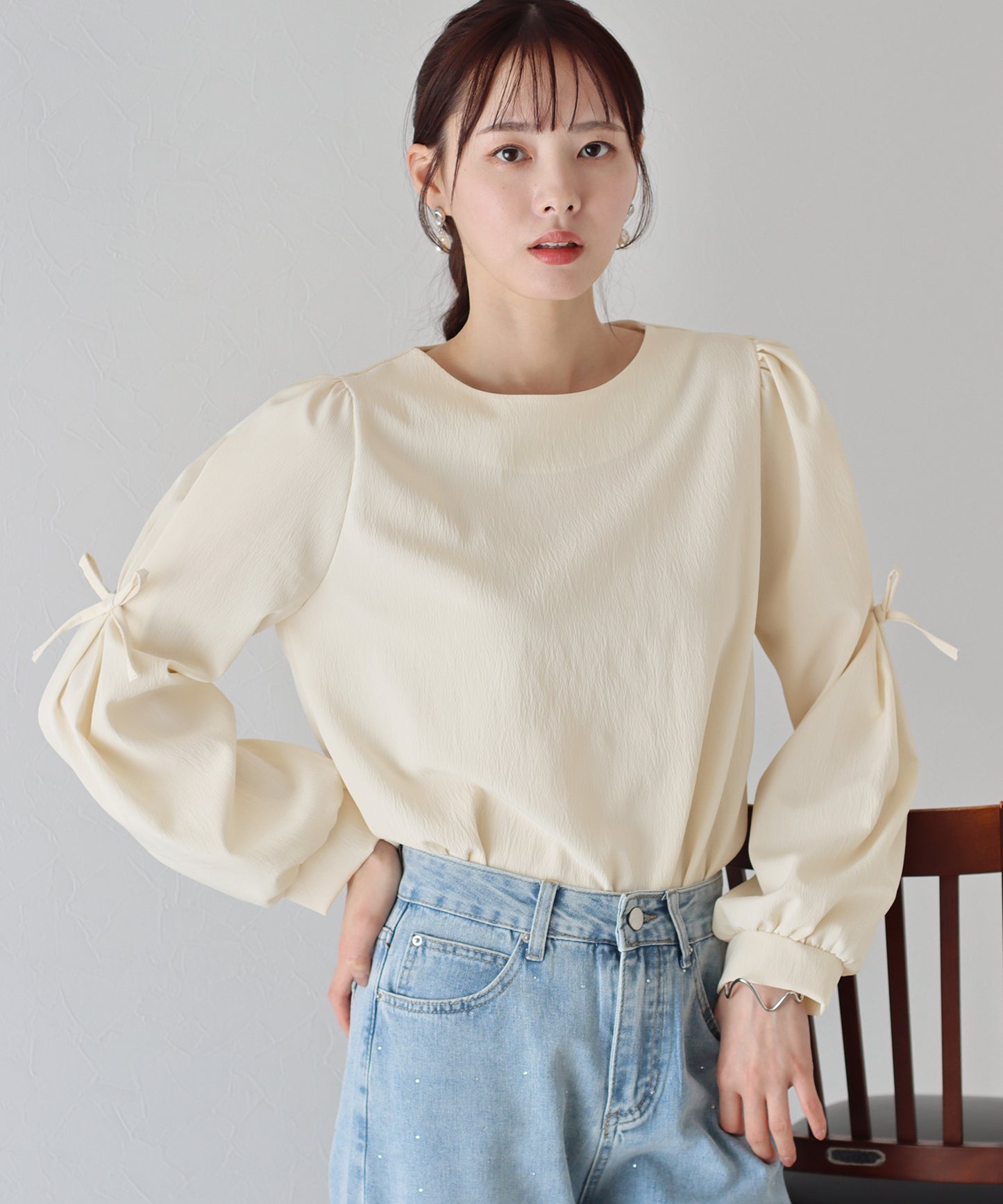 【TIME SALE】袖リボンブラウス