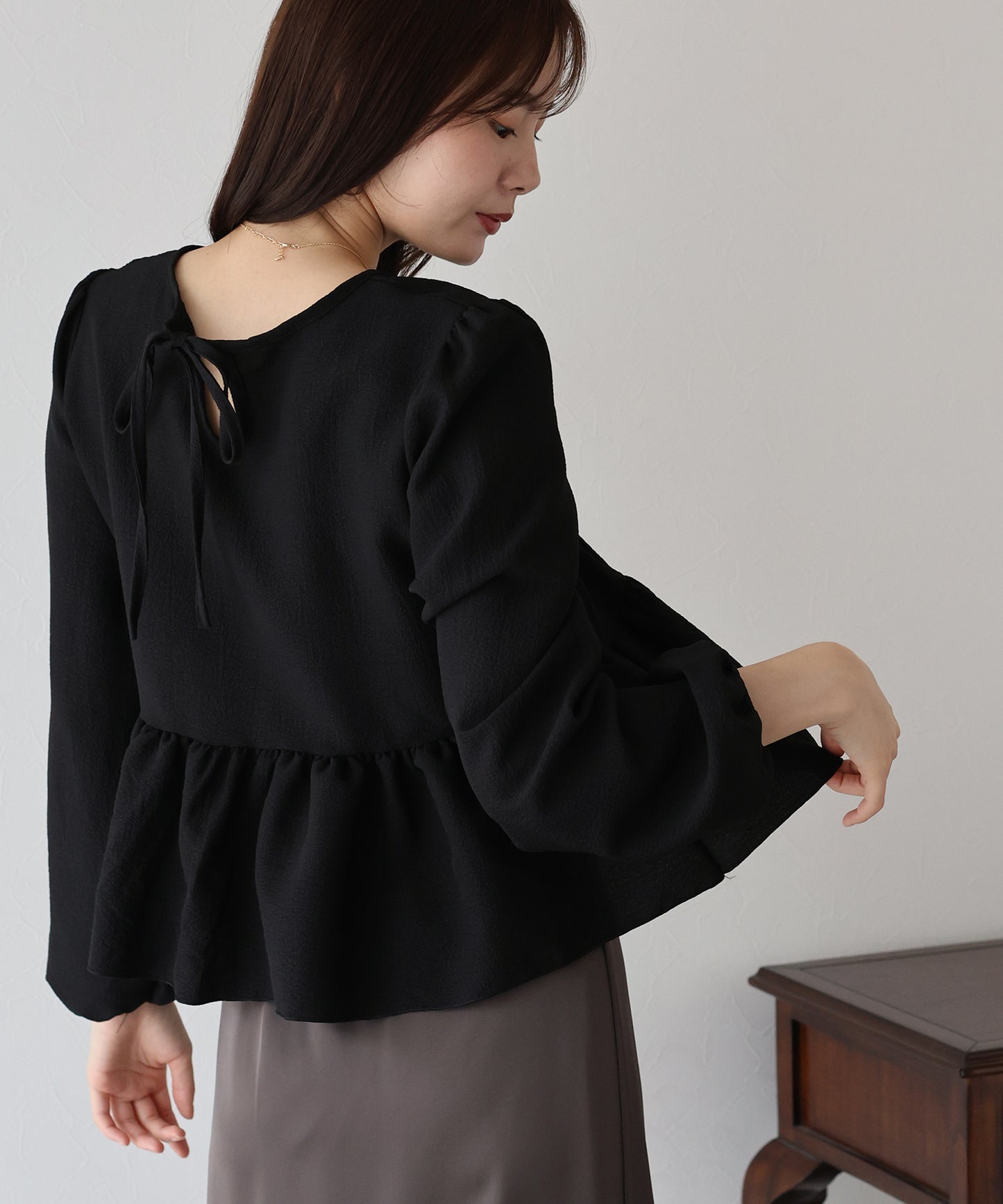 【早割5%OFF】バックリボンティアードブラウス【ネコポス】