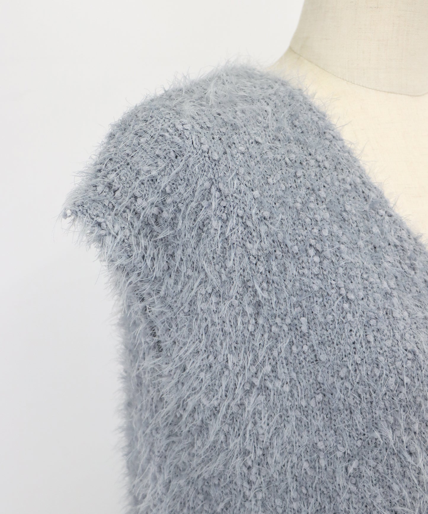 【SALE】ぽこぽこVネックシャギーニットベスト