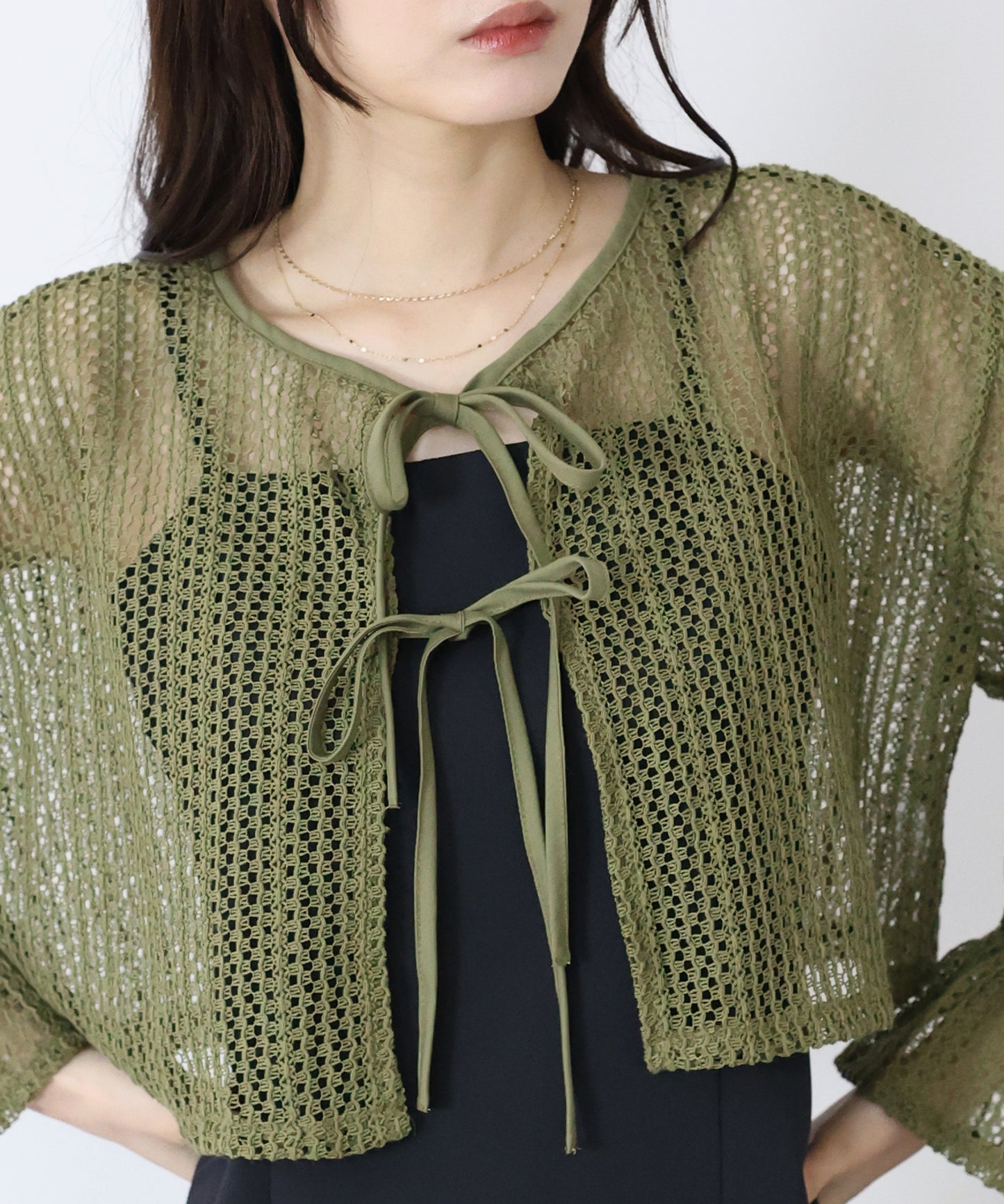 【SALE】2WAYリボンレースカーディガン