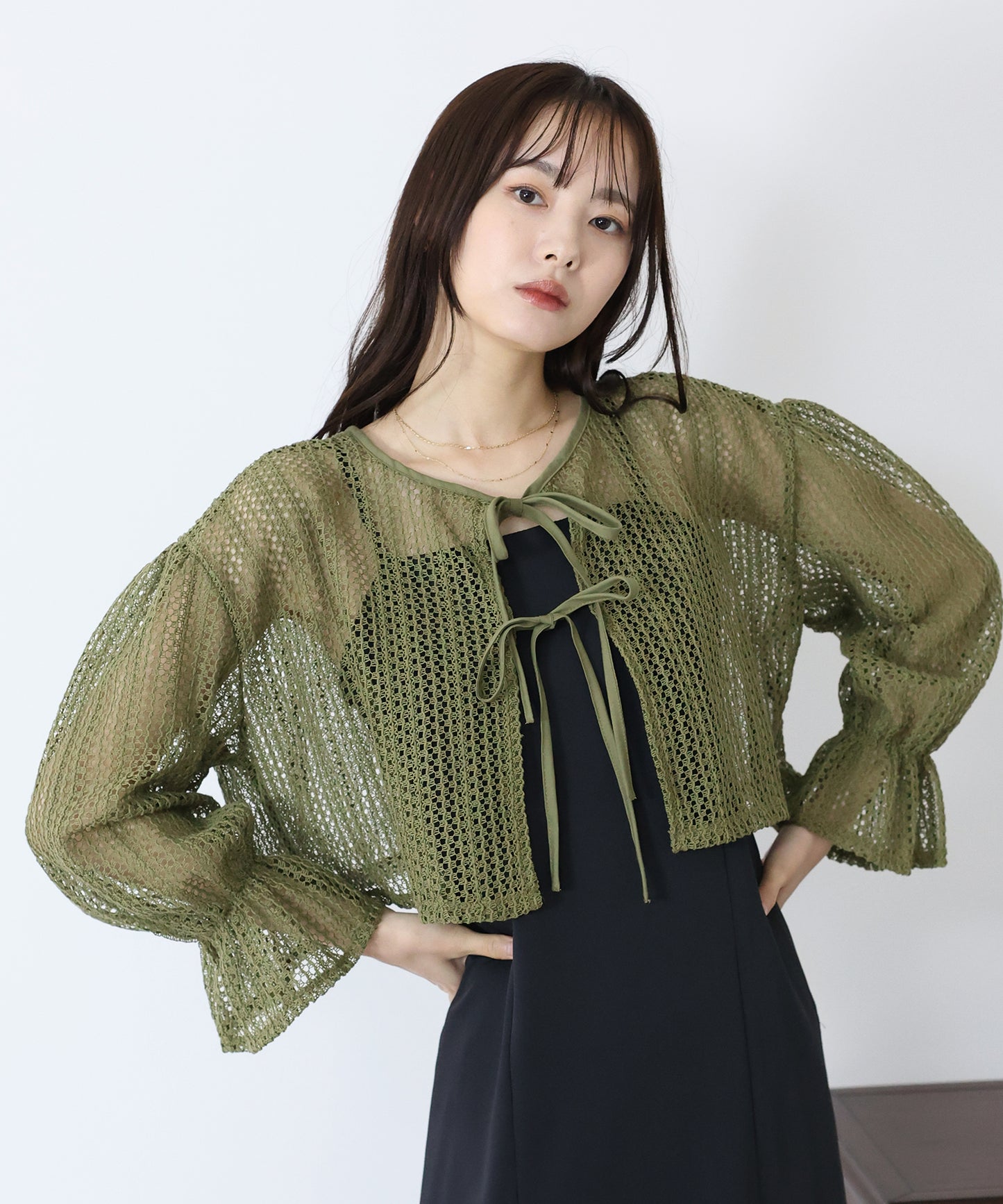 【SALE】2WAYリボンレースカーディガン