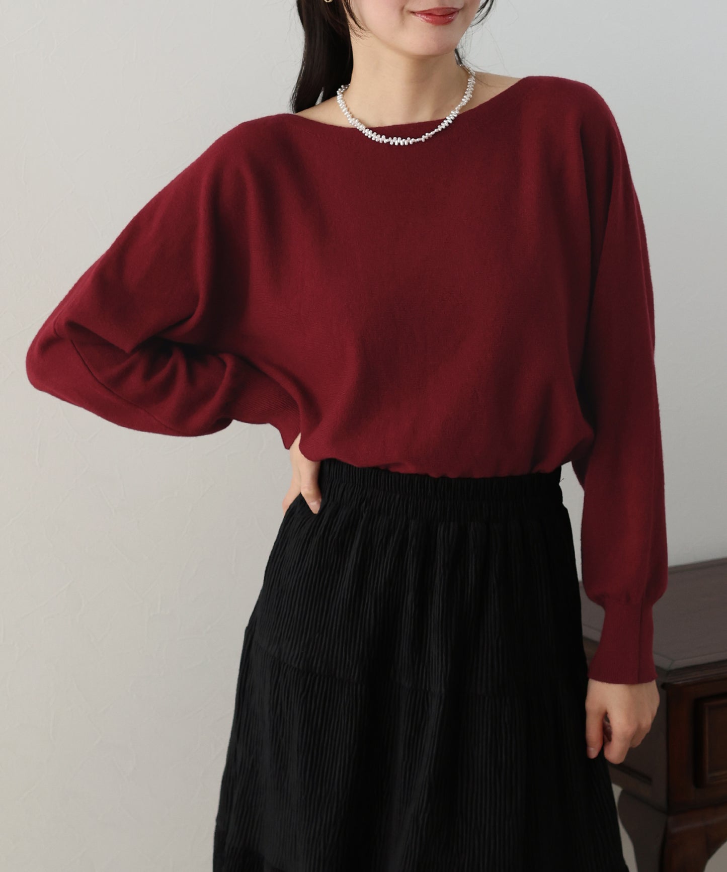 【SALE】ボートネックドルマンニット